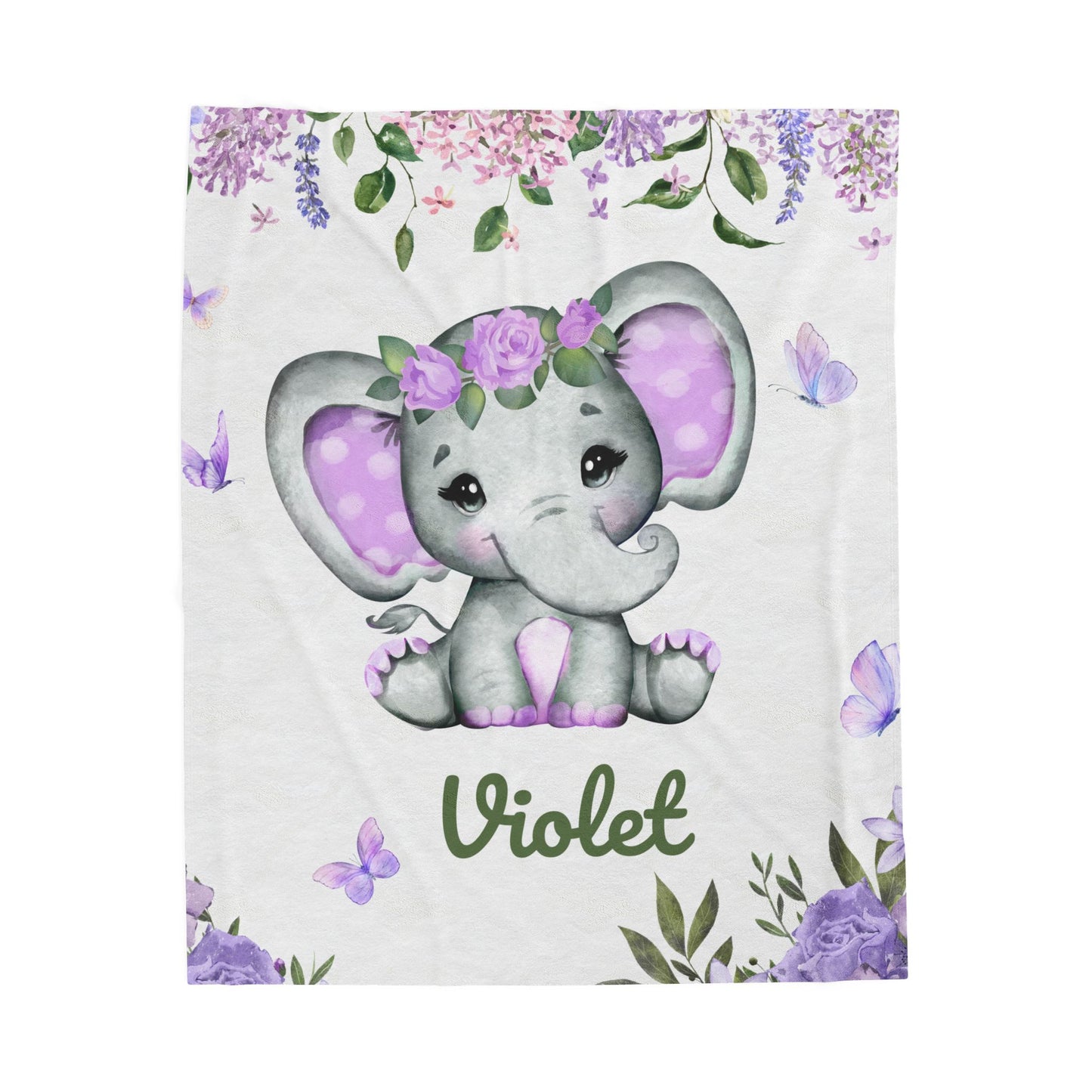 Adorable Elephant Plush Blanket for Kids, Personalized Baby Blanket, Nursery Decor, Soft Comfy Gifts, Toddler Comforter