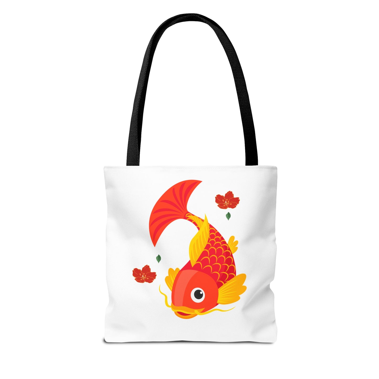 Goldfish with flowing fins and red blossoms Tote Bag