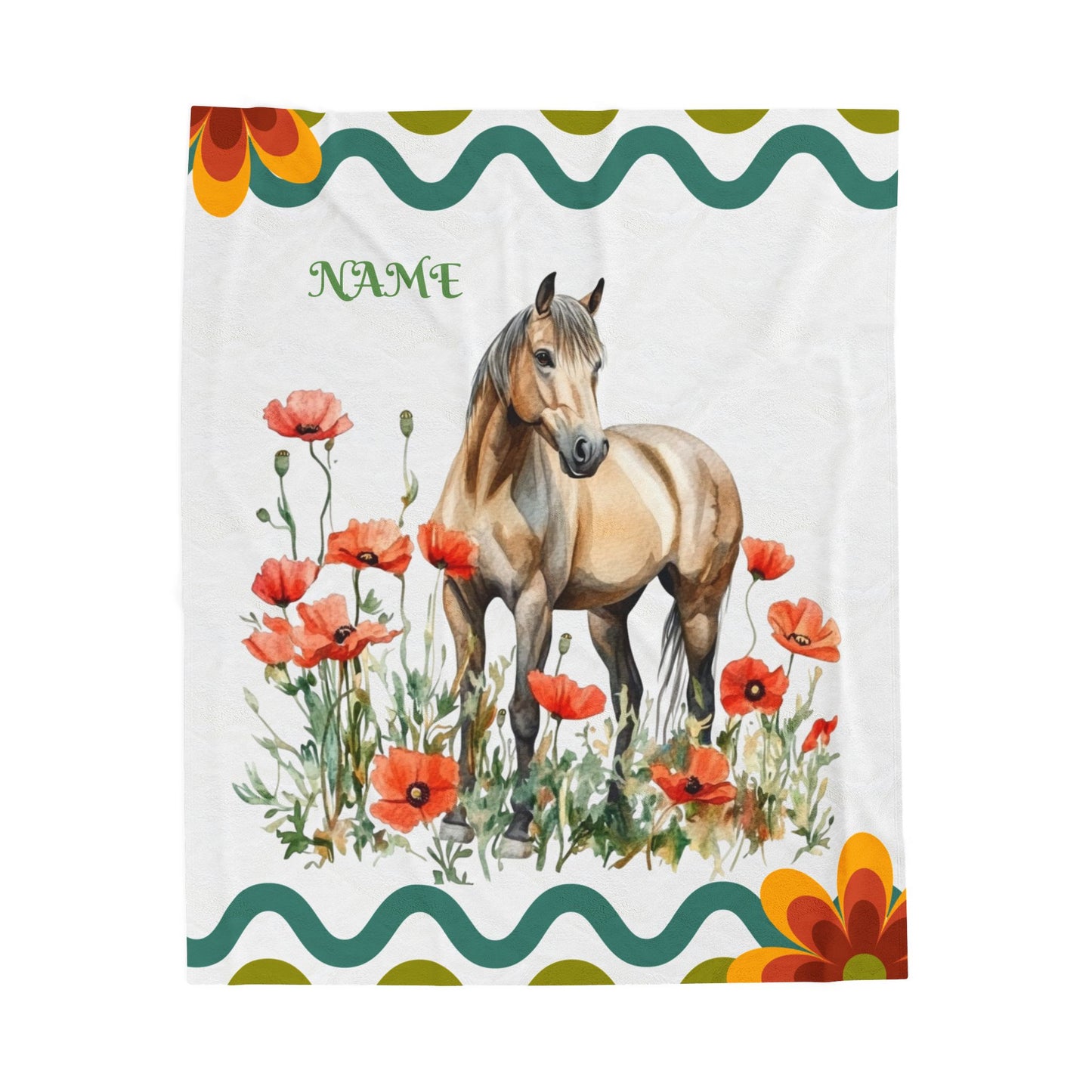 Personalized Horse-Themed Velveteen Plush Blanket, Cozy Throw for Horse Lovers, Warm Gift for Birthdays, Home Decor, Kids' Room
