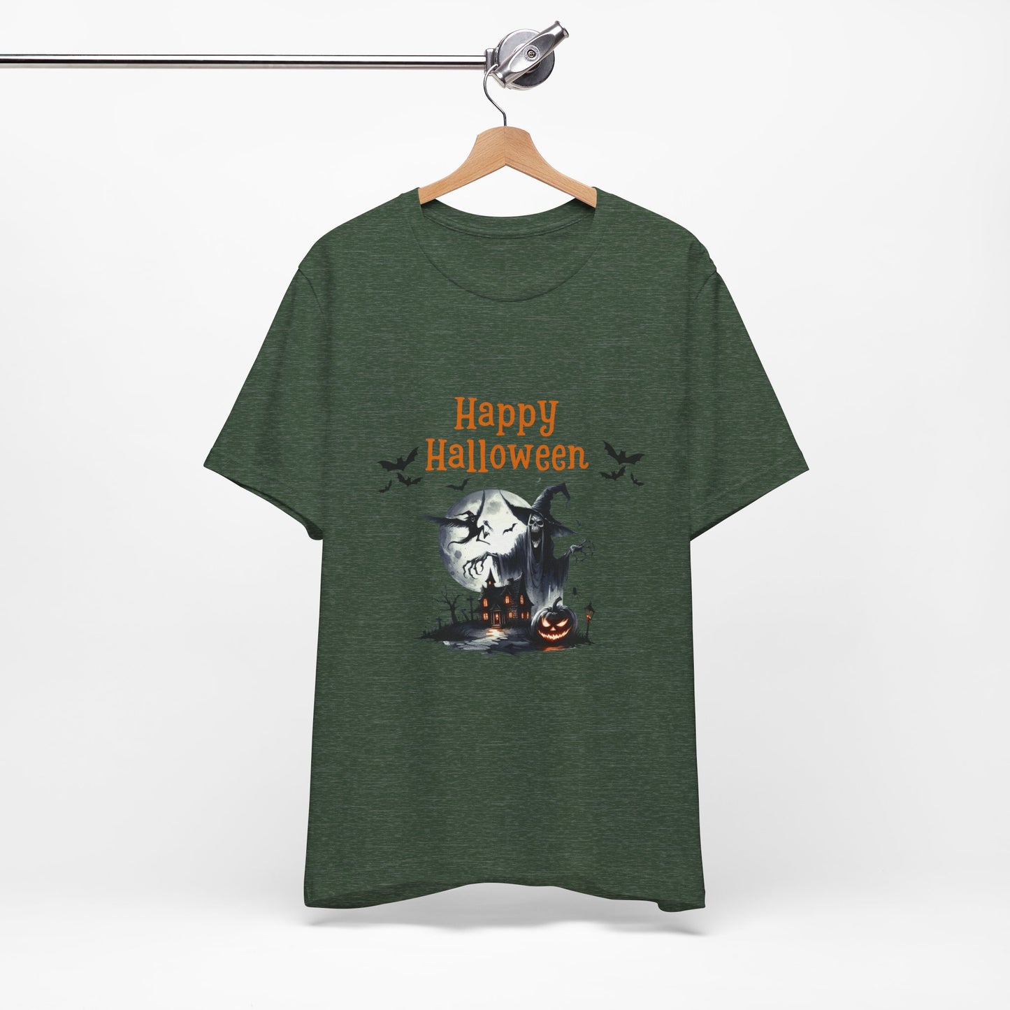 Happy Halloween Unisex Tee, Spooky T-Shirt, Halloween Gift, Fall Wardrobe Essential, Ghosts and Ghouls Vibe