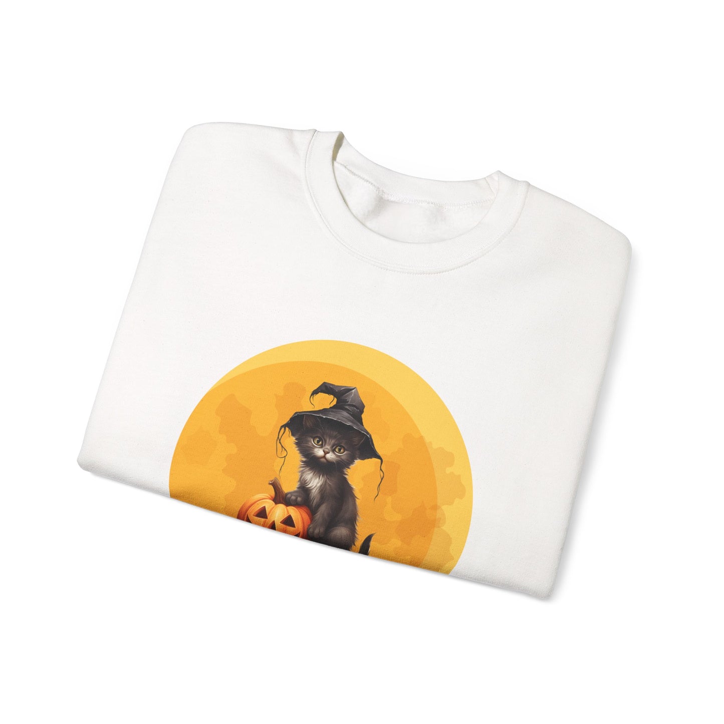 Halloween Cat Sweatshirt, Cozy Fall Sweater, Unisex Crewneck, Perfect for Halloween, Pet Lover Gift, Spooky Season Apparel