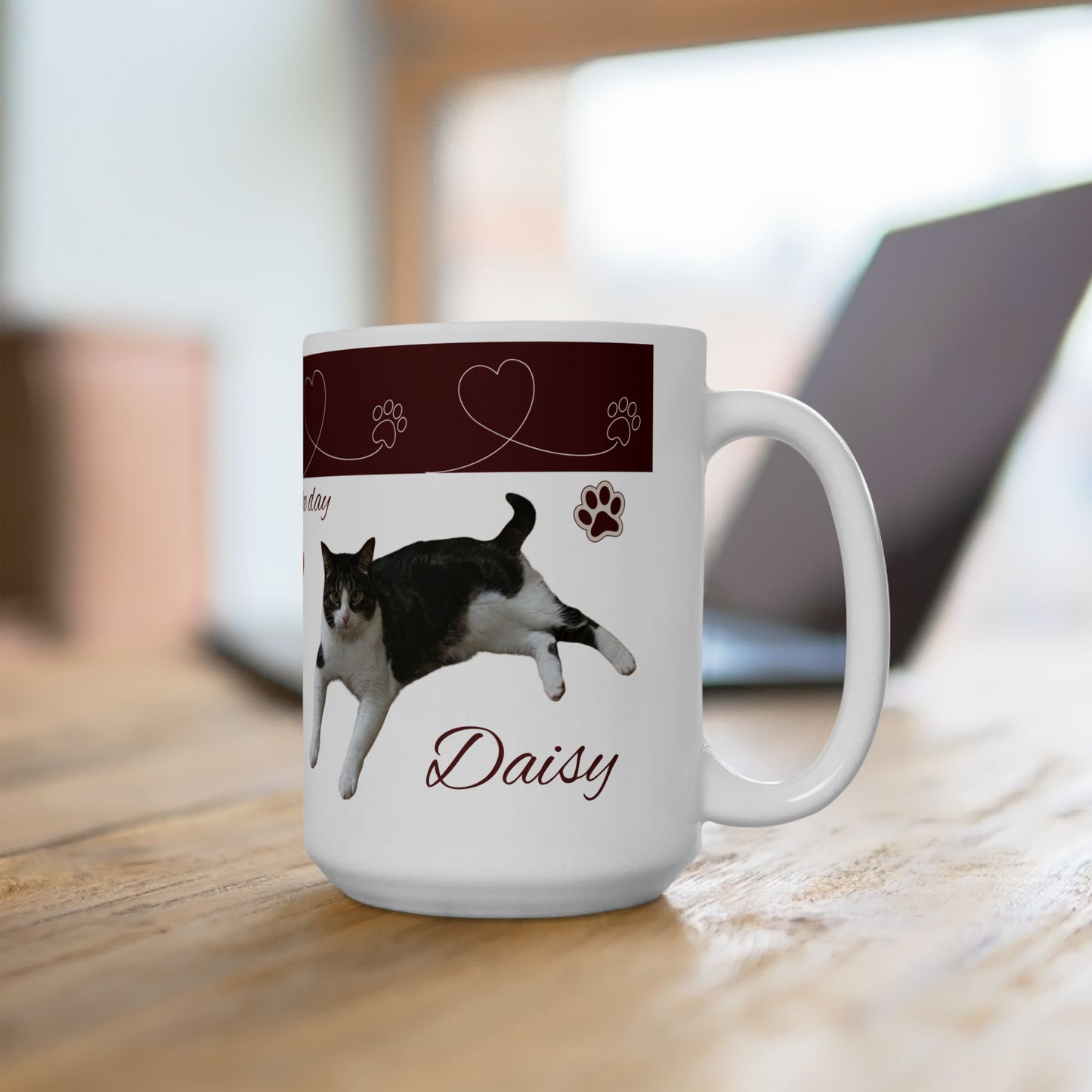 Have a Nice Day Cat Mug — Cute Paw Print Ceramic Coffee Cup (11oz/15oz)