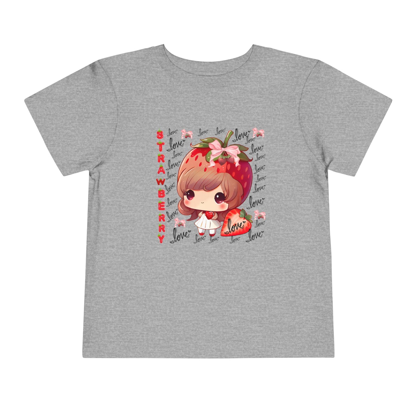 Cute Strawberry Love Toddler Tee, Baby Summer Shirt, Kids Gift, Fruit Graphic Tee, Toddler Outfit, Birthday Gift