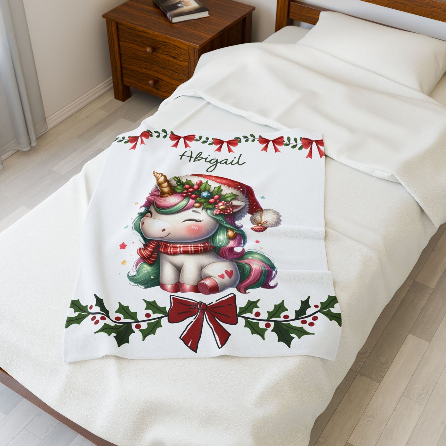 Personalized Unicorn Plush Blanket | Cozy Gift for Kids | Holiday Decor | Soft Throw | Child's Room Decoration, Unique Christmas Gift
