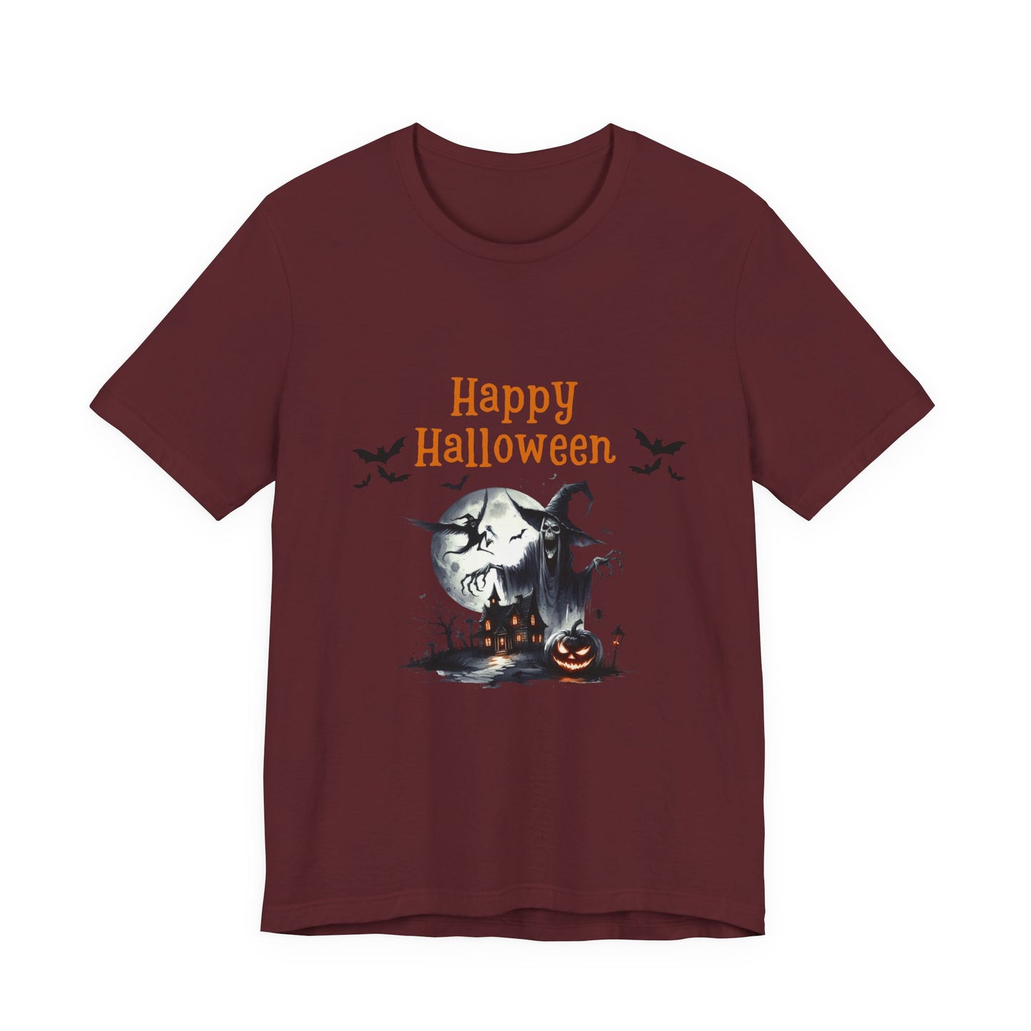Happy Halloween Unisex Tee, Spooky T-Shirt, Halloween Gift, Fall Wardrobe Essential, Ghosts and Ghouls Vibe
