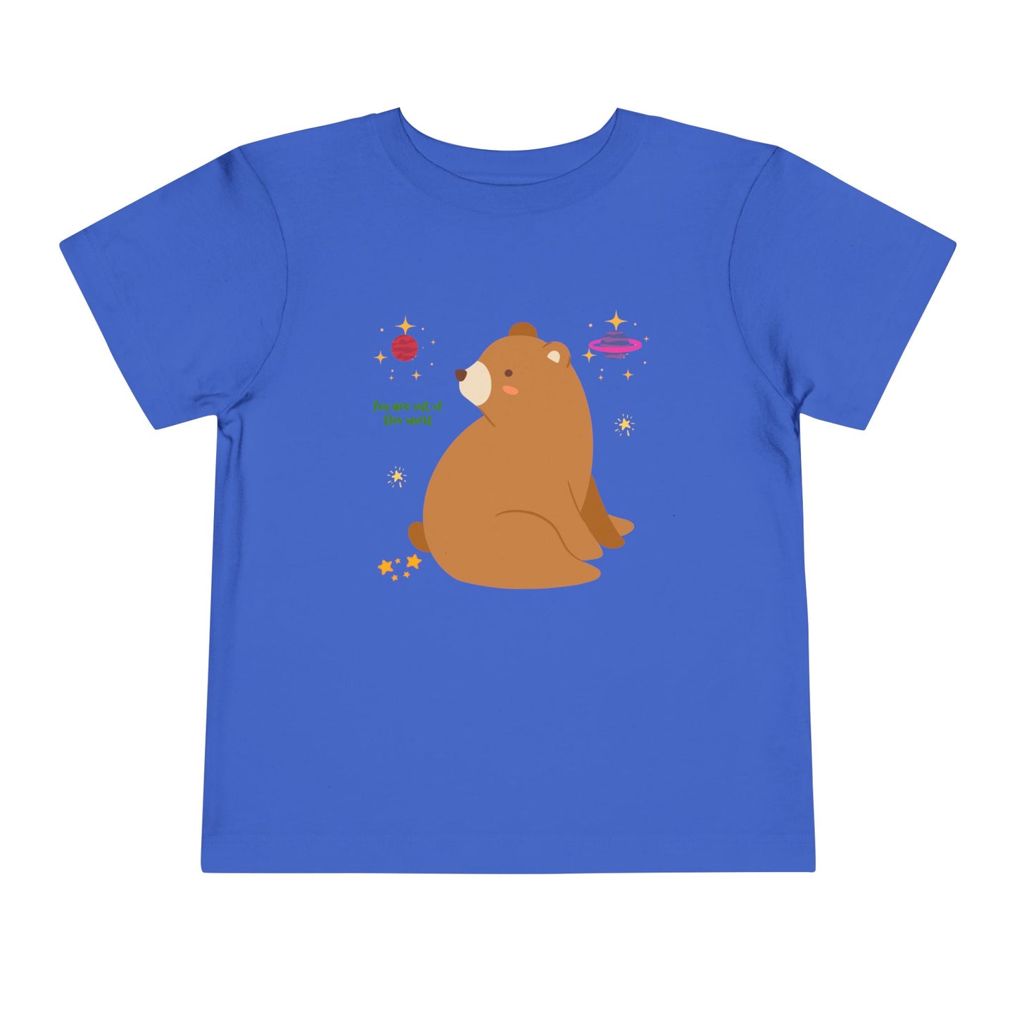 Cosmic Bear Toddler Tee, Cute Kids Shirt, Animal Graphic Tee, Playful Toddler Clothing, Gift for Birthdays, Space-Themed Apparel
