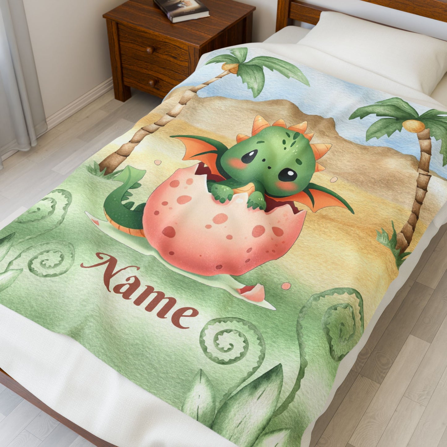 Custom Dragon Plush Blanket, Cozy Child's Blanket, Baby Shower Gift, Nursery Decor, Personalized Blanket, Soft Velveteen