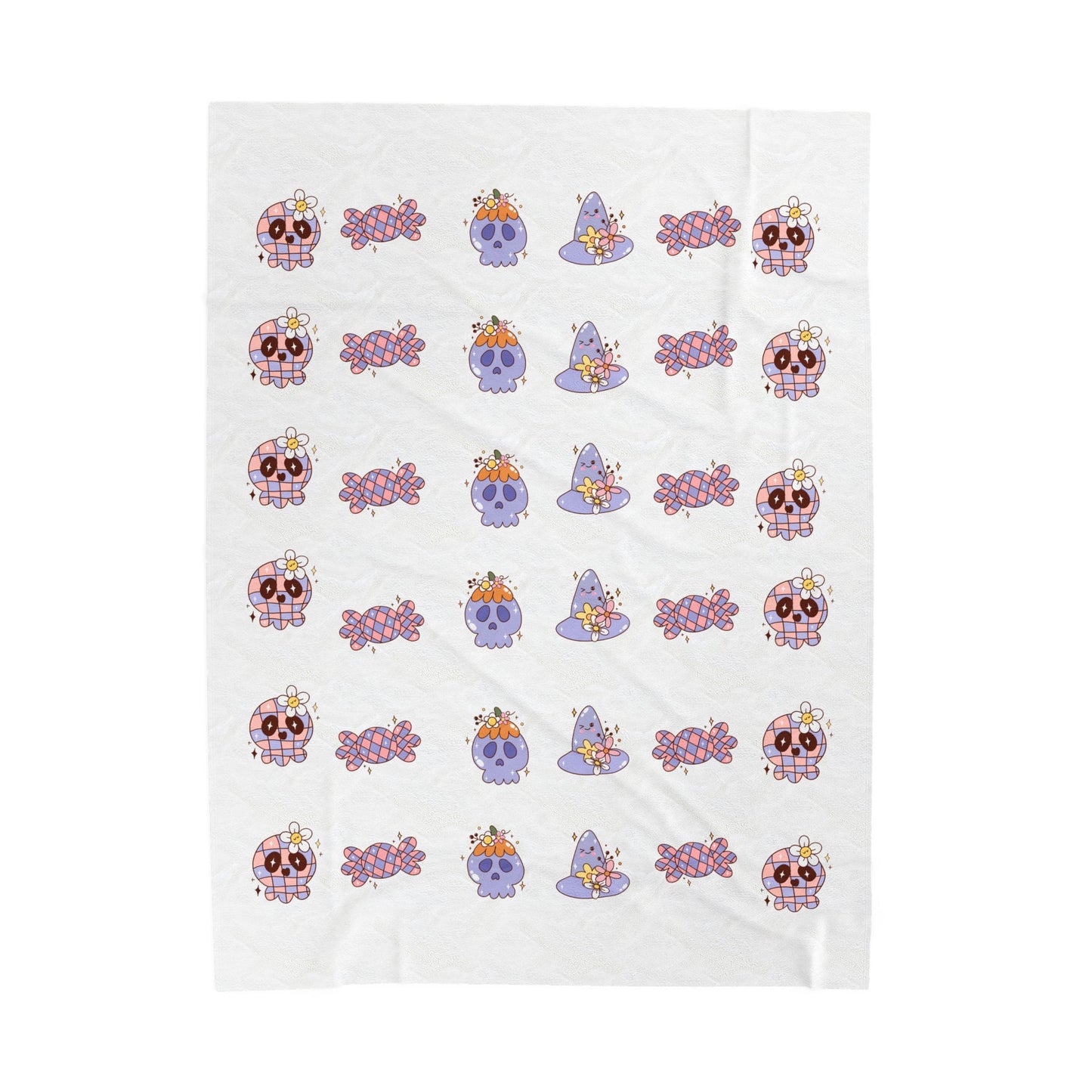 Cozy Velveteen Plush Blanket - Fun Skull & Floral Pattern, Unique Home Decor, Great Gift for Halloween, Birthdays, or Cozy Nights