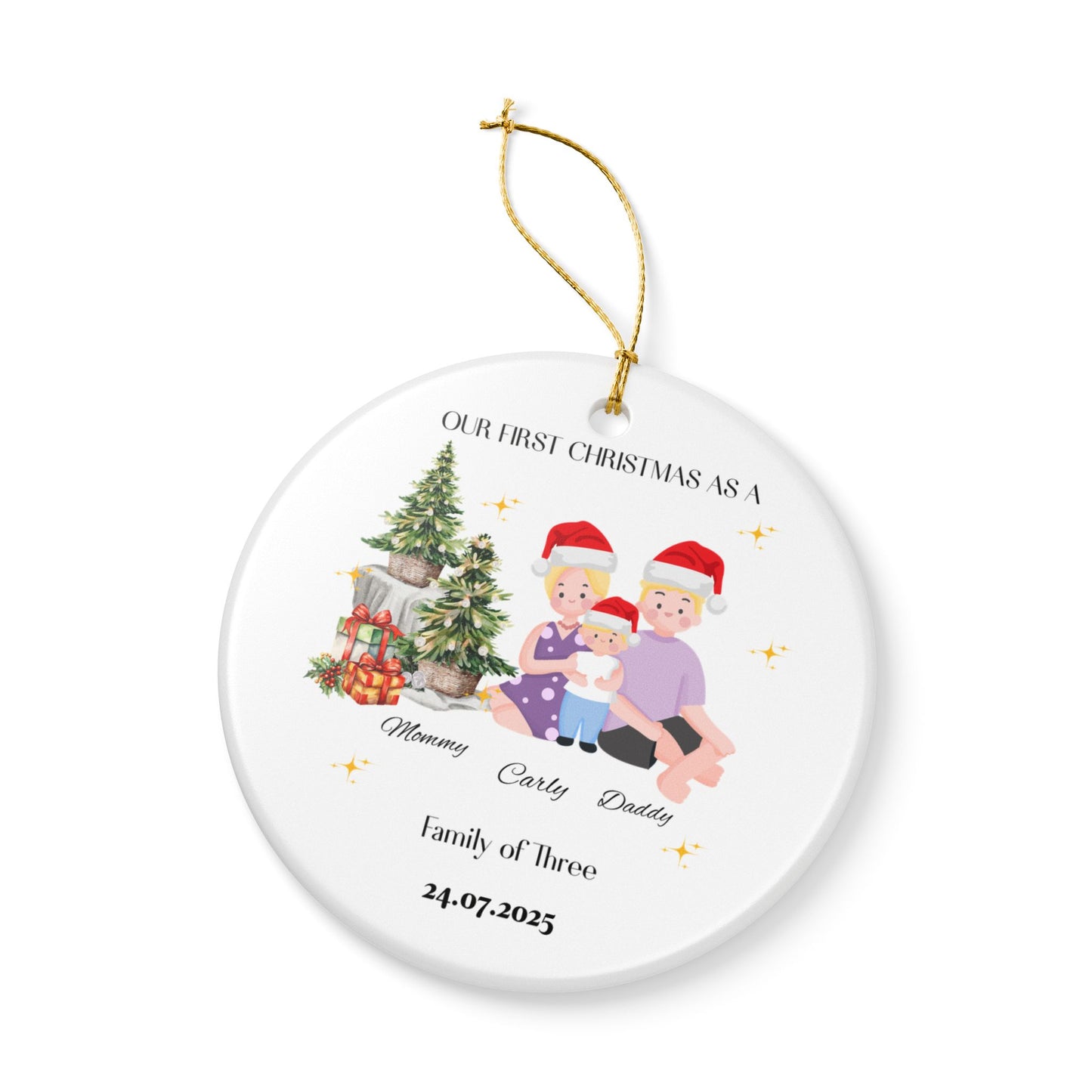Custom Family Christmas Ornament - Our First Christmas as a Family, Holiday Decor, Personalized Gift, Keepsake Decoration, Xmas Ornament