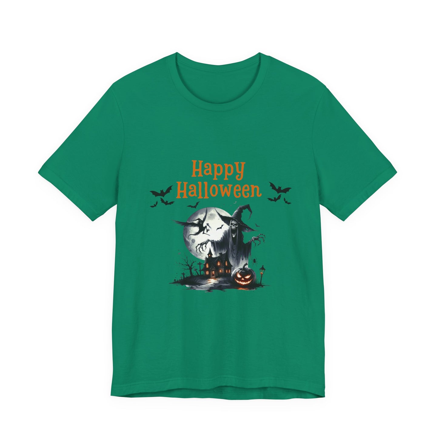 Happy Halloween Unisex Tee, Spooky T-Shirt, Halloween Gift, Fall Wardrobe Essential, Ghosts and Ghouls Vibe