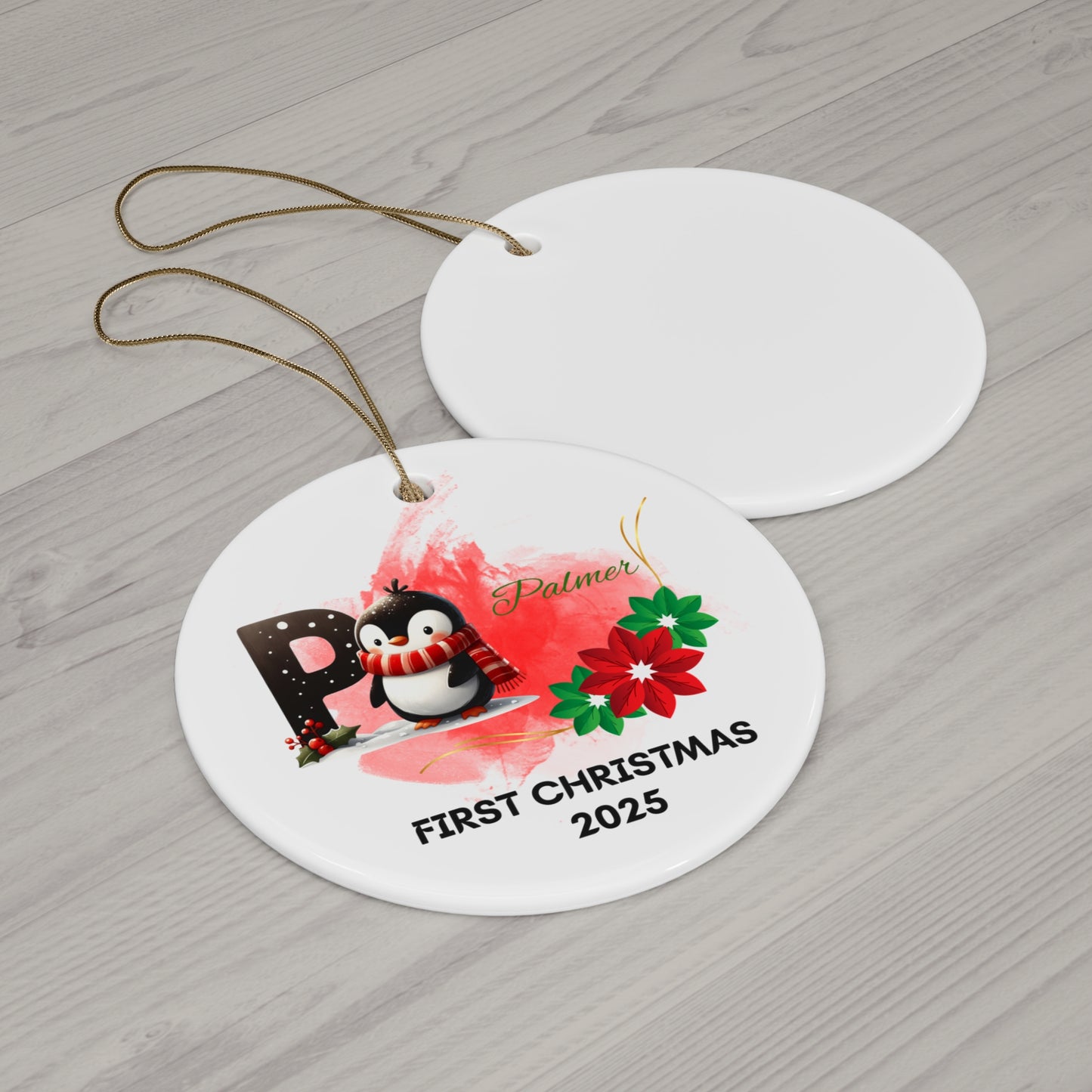 Personalized Christmas Ornament, Custom Holiday Keepsake, First Christmas 2025, Penguin Decor, Festive Tree Decoration
