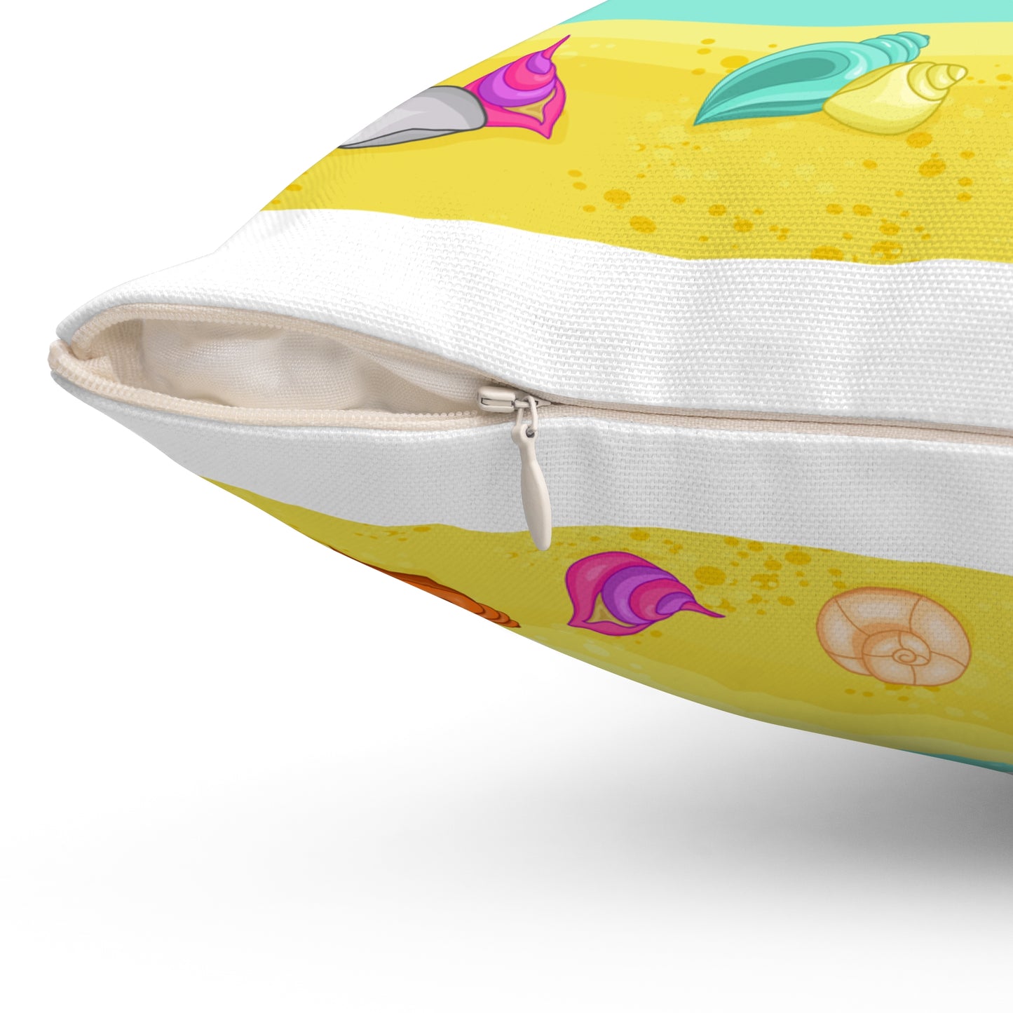 Octopus on a beach scene with tropical Spun Polyester Square Pillow
