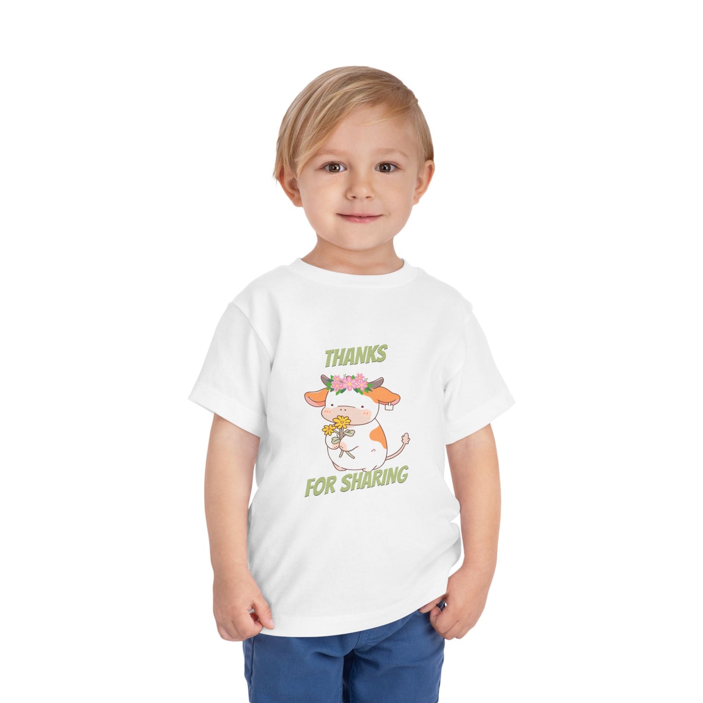 Cute Toddler Tee with Cow Design, Perfect Gift for Kids, Playdate Apparel, Kid's Birthday Gift, Thank You for Sharing T-Shirt