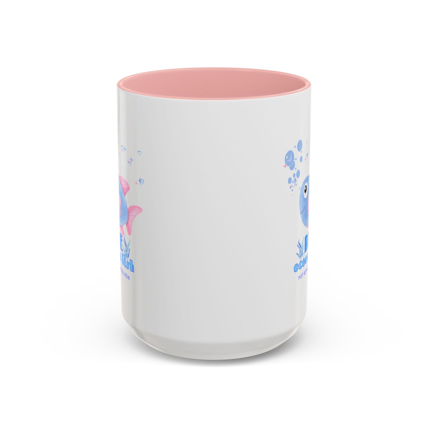 Cute cartoon fish with pink fins and bubble Coffee Mug