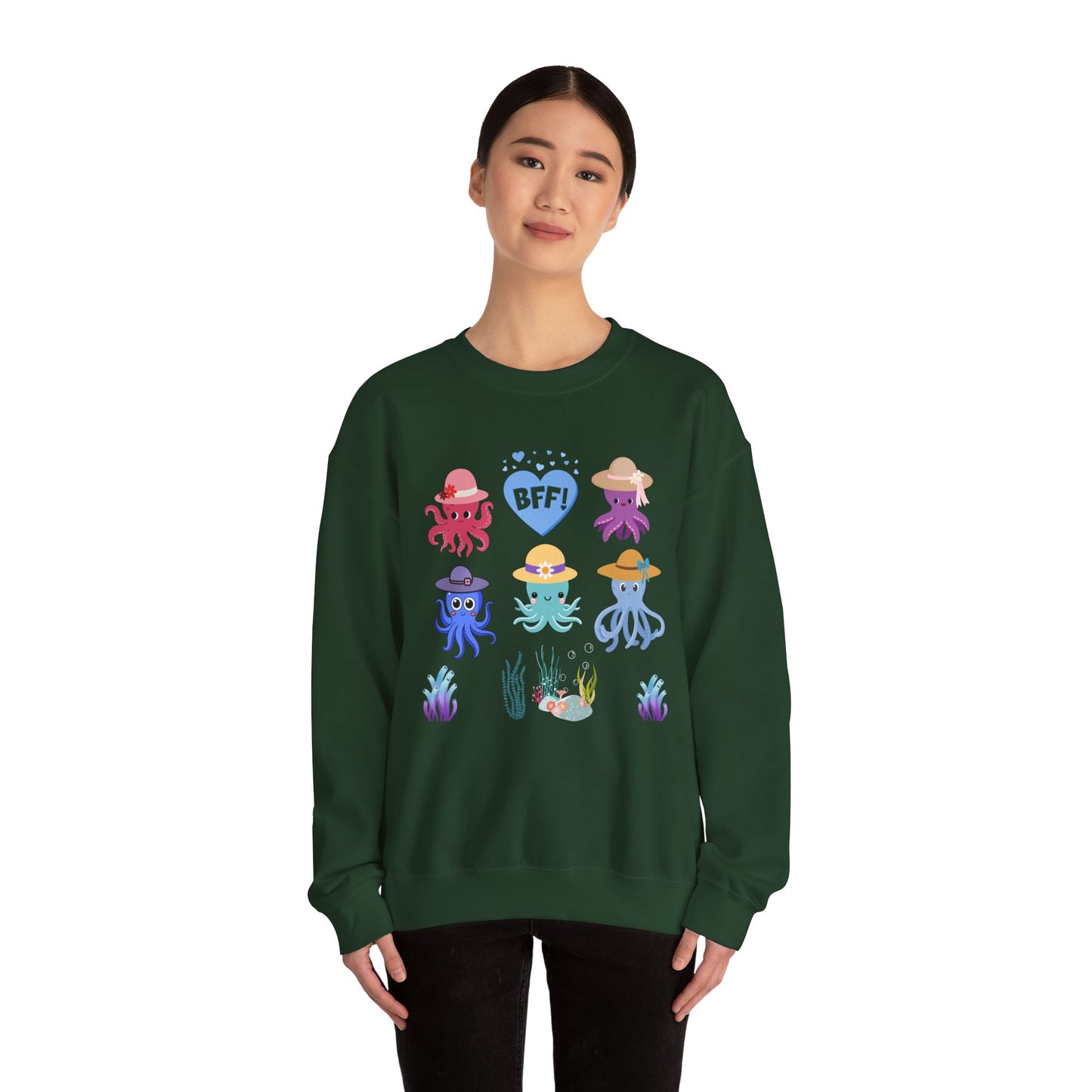 Cute Octopus BFF Sweatshirt, Gift for Friends, Ocean Lover Apparel, Matching Outfits, Cozy Crewneck for Celebrations