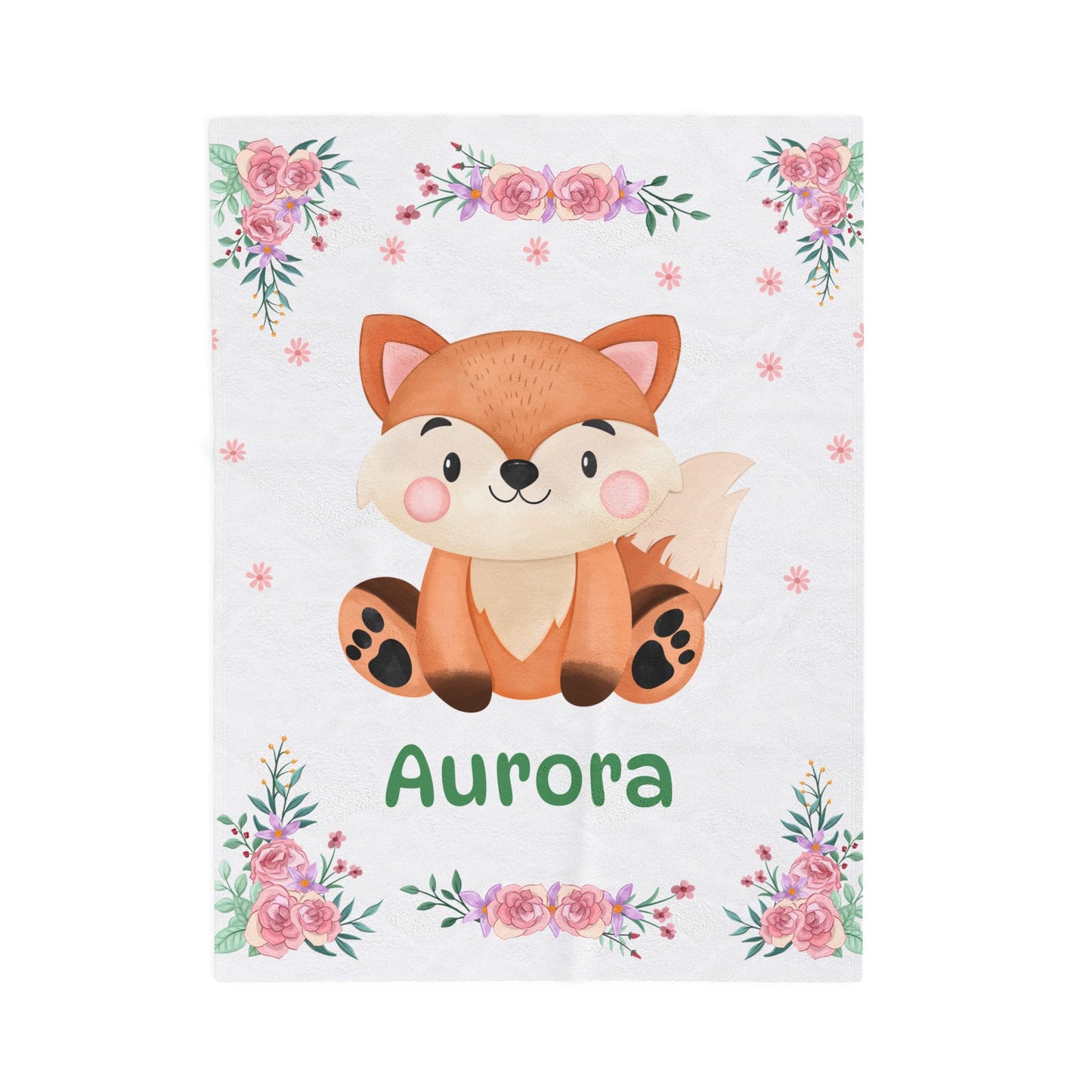 Personalized Velveteen Plush Blanket with Adorable Fox Design, Cozy Nursery Decor, Gift for Baby Shower, Kids Room, Custom Blanket