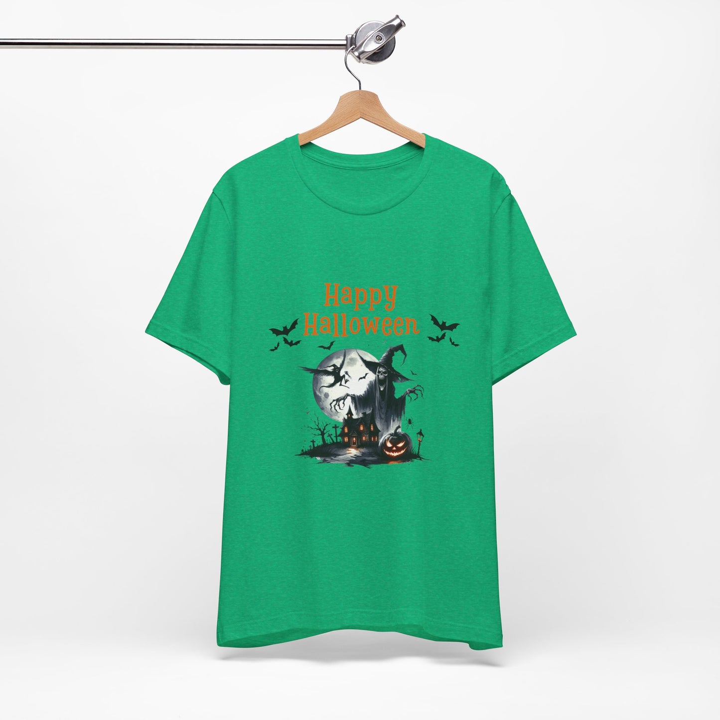 Happy Halloween Unisex Tee, Spooky T-Shirt, Halloween Gift, Fall Wardrobe Essential, Ghosts and Ghouls Vibe