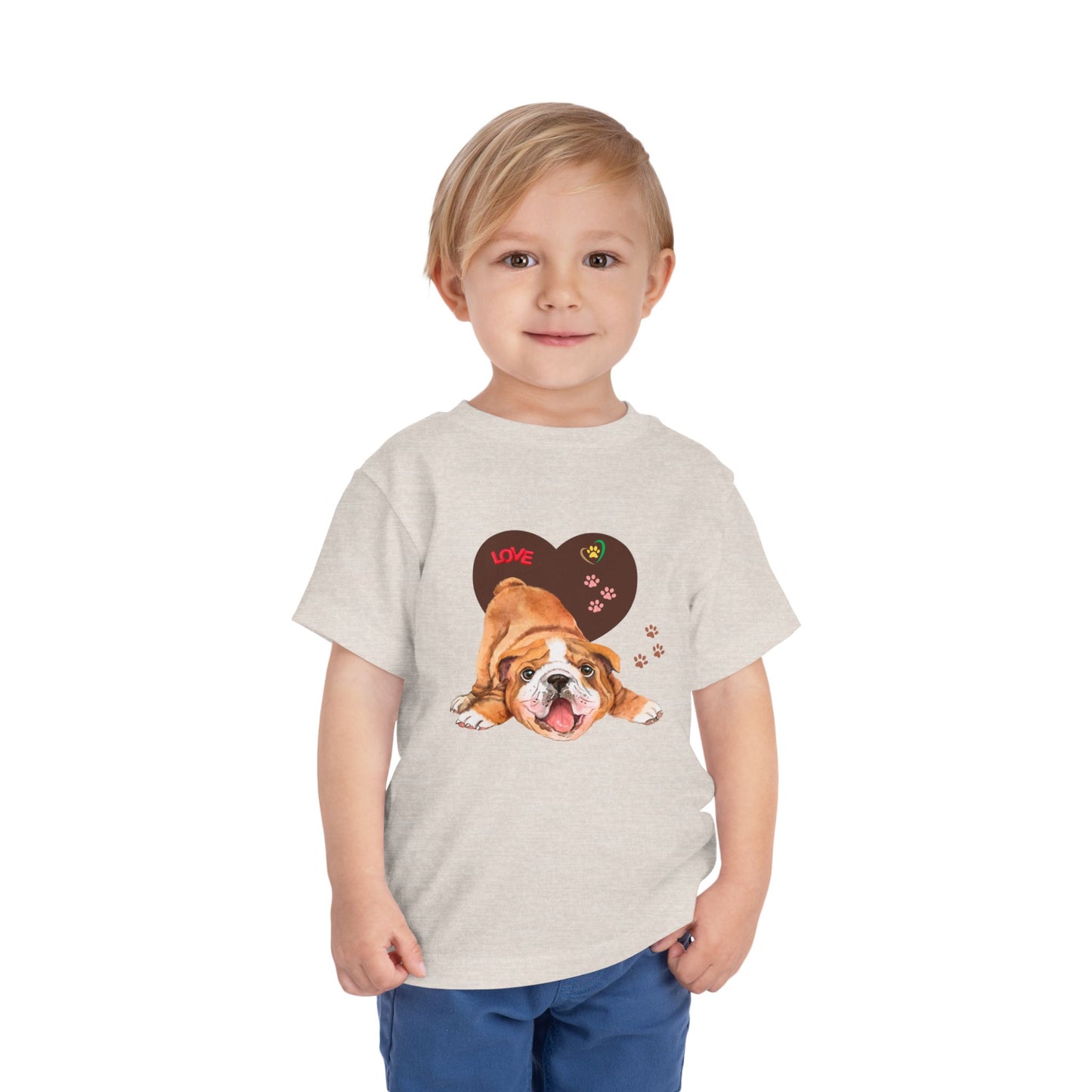 Bulldog Love Toddler Tee - Cute Dog Shirt, Baby Gift, Pet Lover Apparel, Kids Summer Style, Adorable Animal Tee