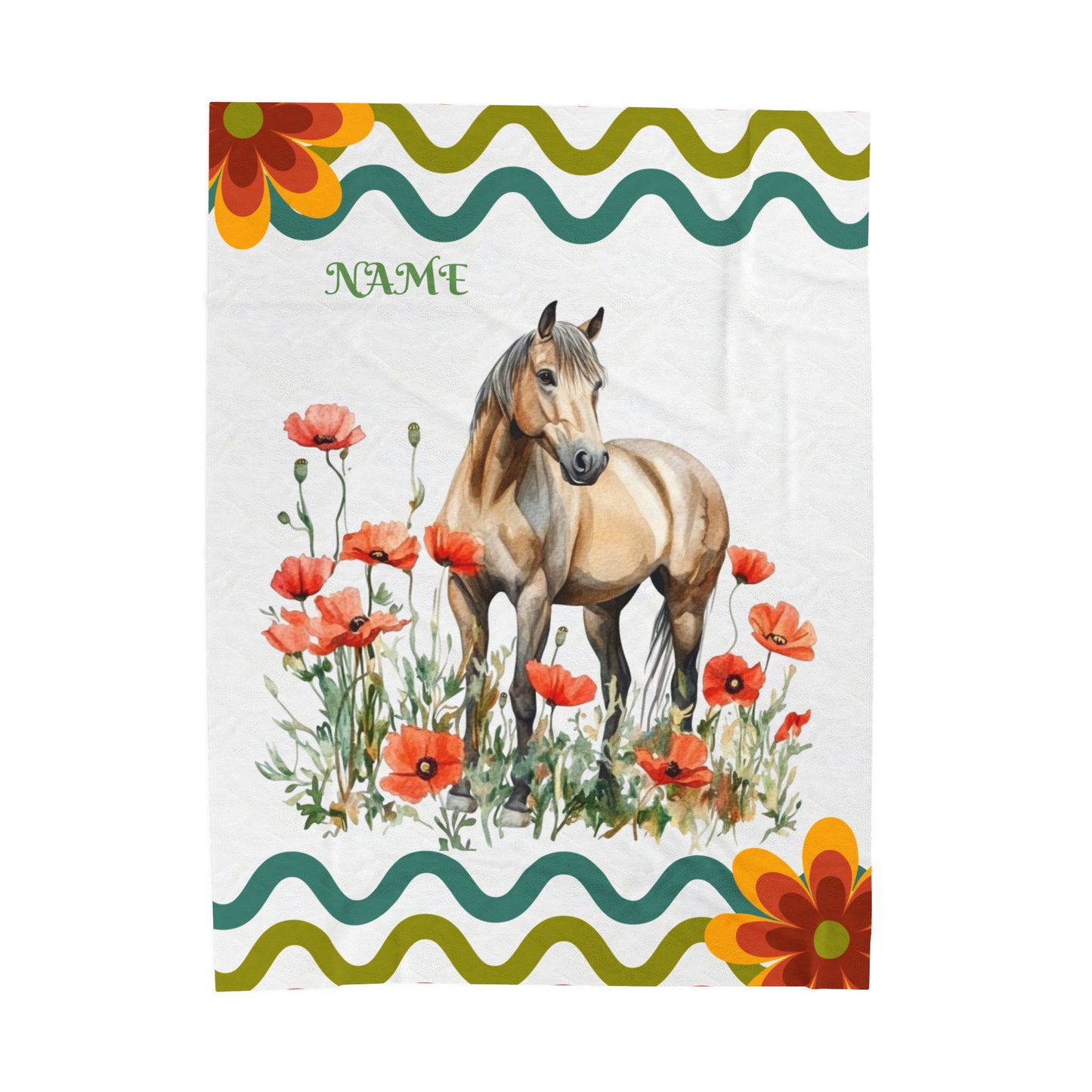Personalized Horse-Themed Velveteen Plush Blanket, Cozy Throw for Horse Lovers, Warm Gift for Birthdays, Home Decor, Kids' Room