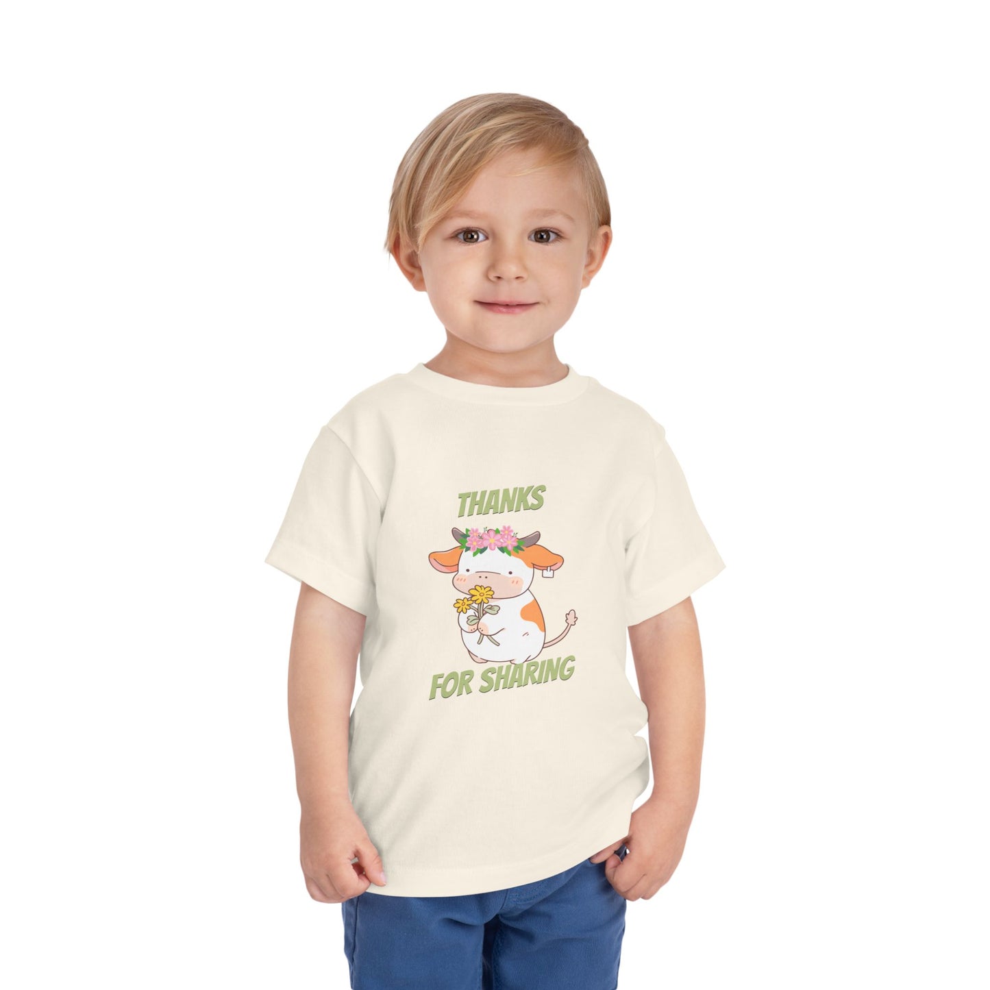 Cute Toddler Tee with Cow Design, Perfect Gift for Kids, Playdate Apparel, Kid's Birthday Gift, Thank You for Sharing T-Shirt
