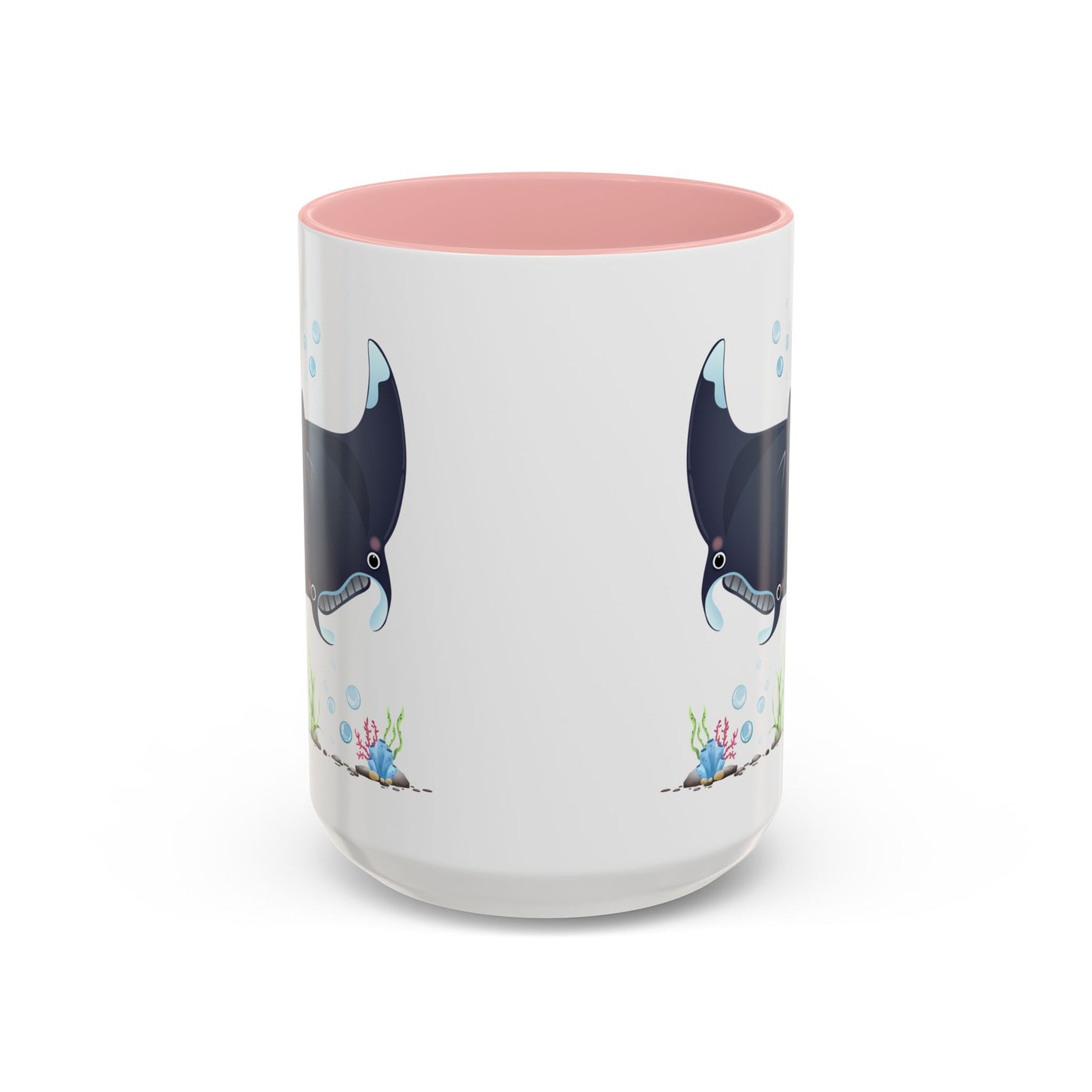 Manta ray with bubbles and coral reef Coffee Mug