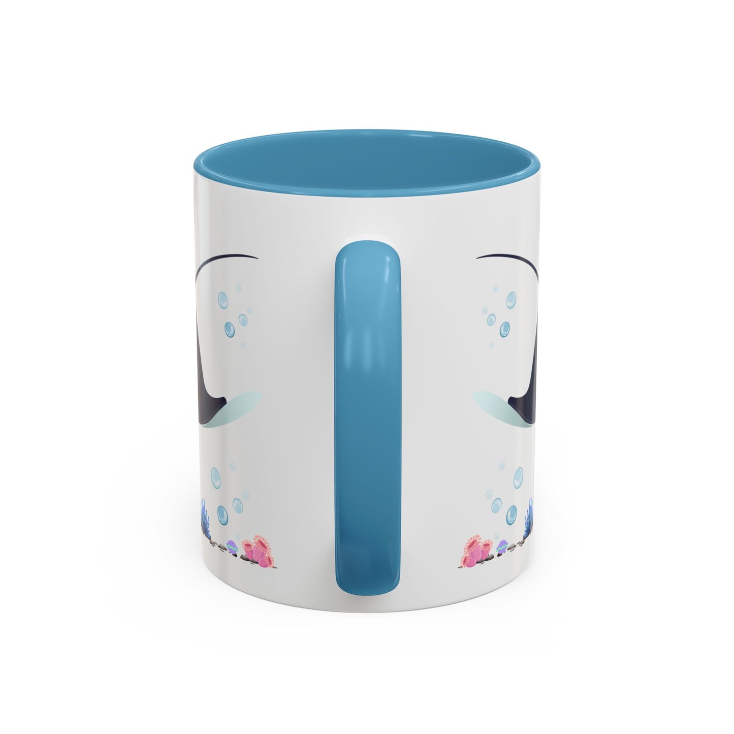 Manta ray with bubbles and coral reef Coffee Mug