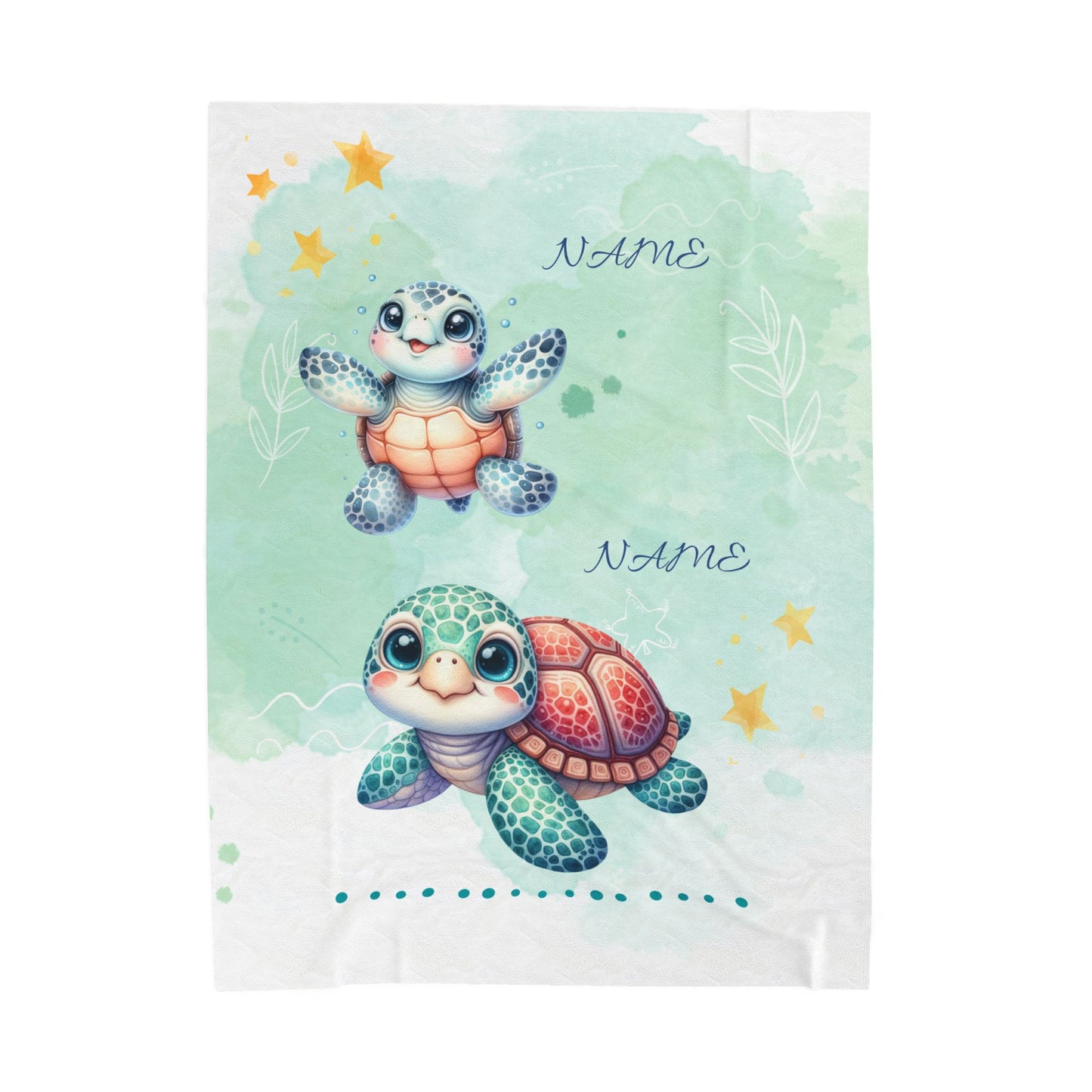 Personalized Turtle Plush Blanket, Baby Shower Gift, Nursery Decor, Soft Throw Blanket, Birthday Present