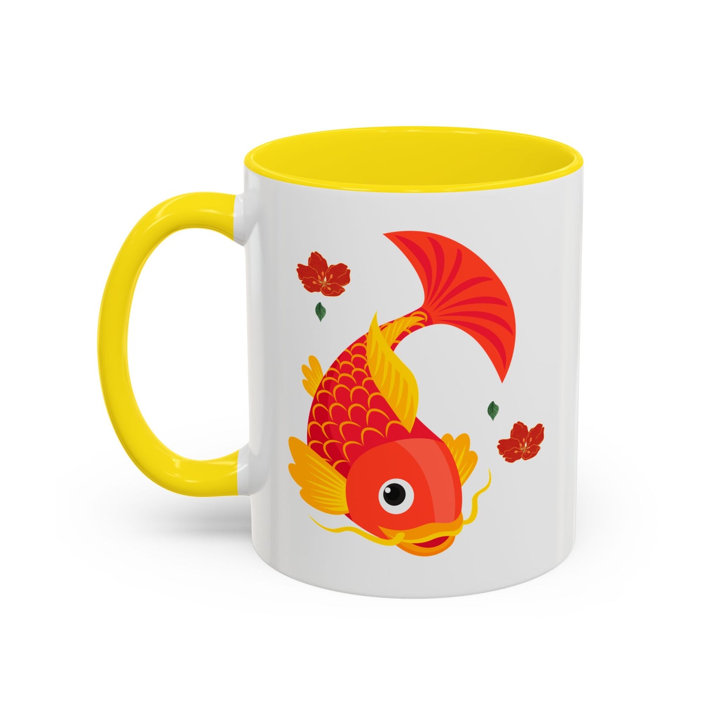 Goldfish with flowing fins and red blossoms Coffee Mug