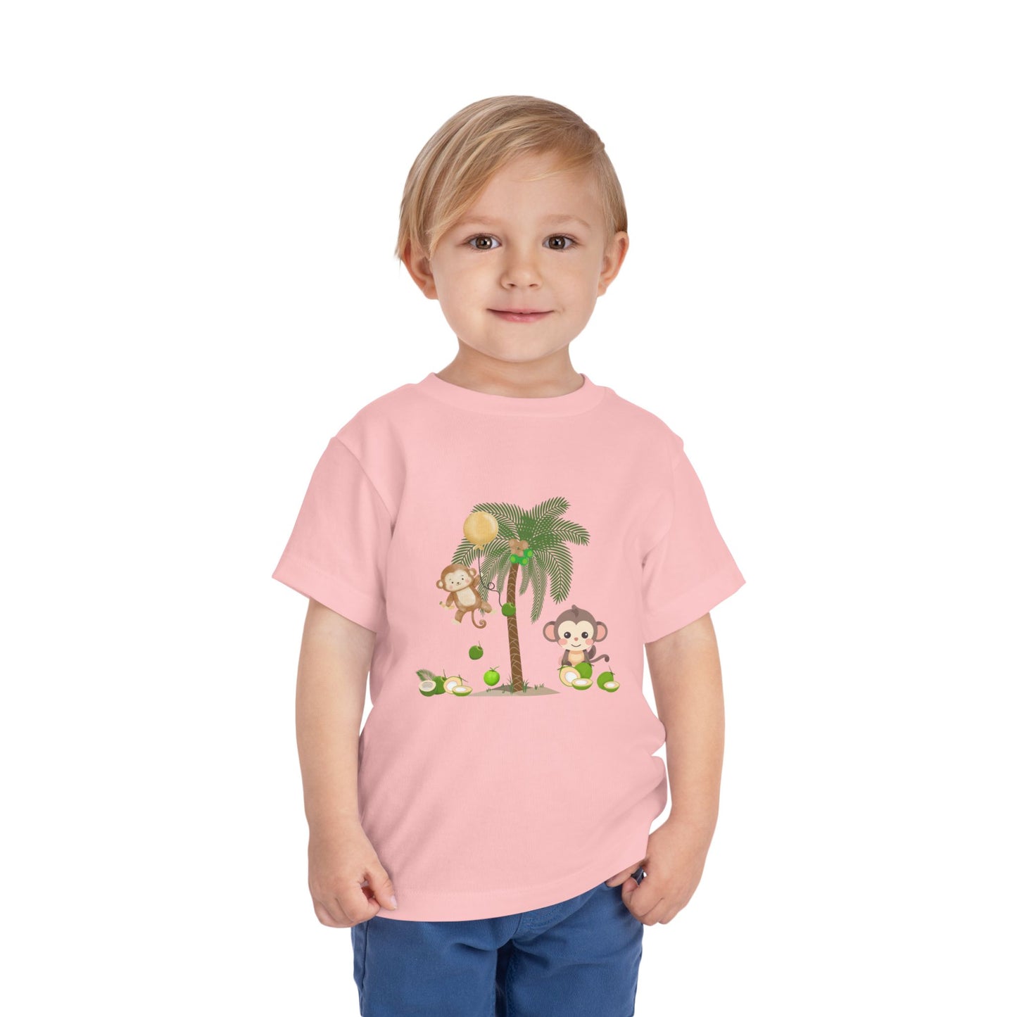 Cute Monkey Tropical Toddler Tee, Perfect for Summer Play, Birthday Gift, Beach Days, Jungle Themes, Toddler Clothing