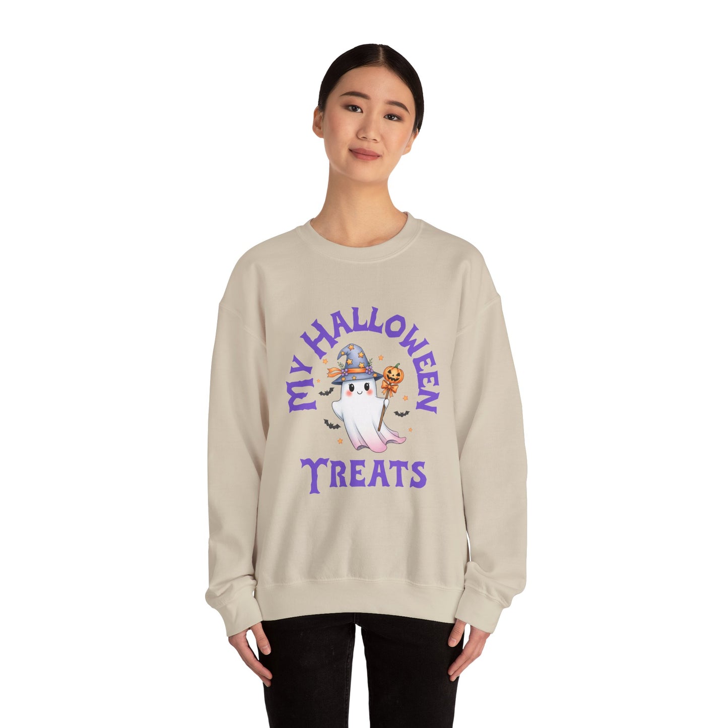 Halloween Ghost Crewneck Sweatshirt, Cozy Halloween Apparel, My Halloween Treats Sweatshirt, Fall Fashion, Spooky Season Gift