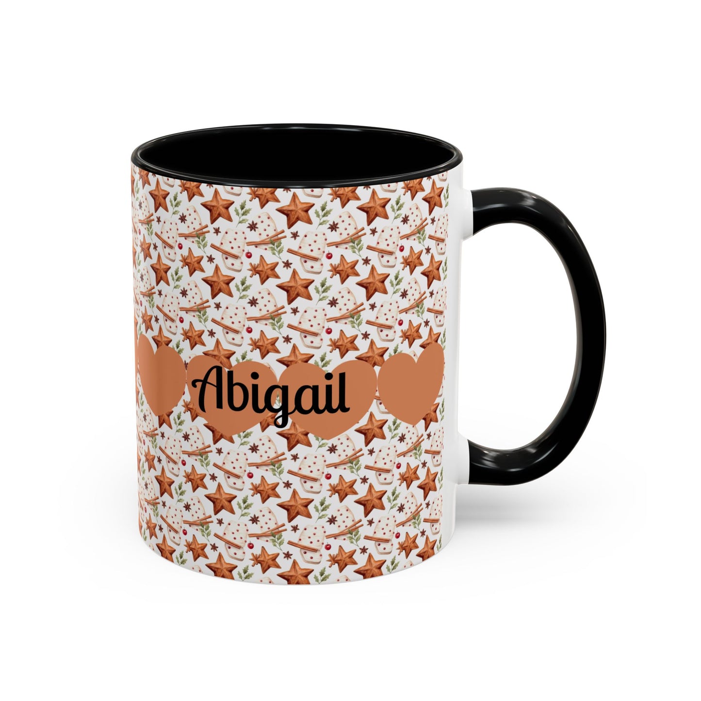 Personalized Accent Coffee Mug - Custom Gift, Floral Design, Heart Motif, Perfect for Birthdays, Anniversaries, Holidays