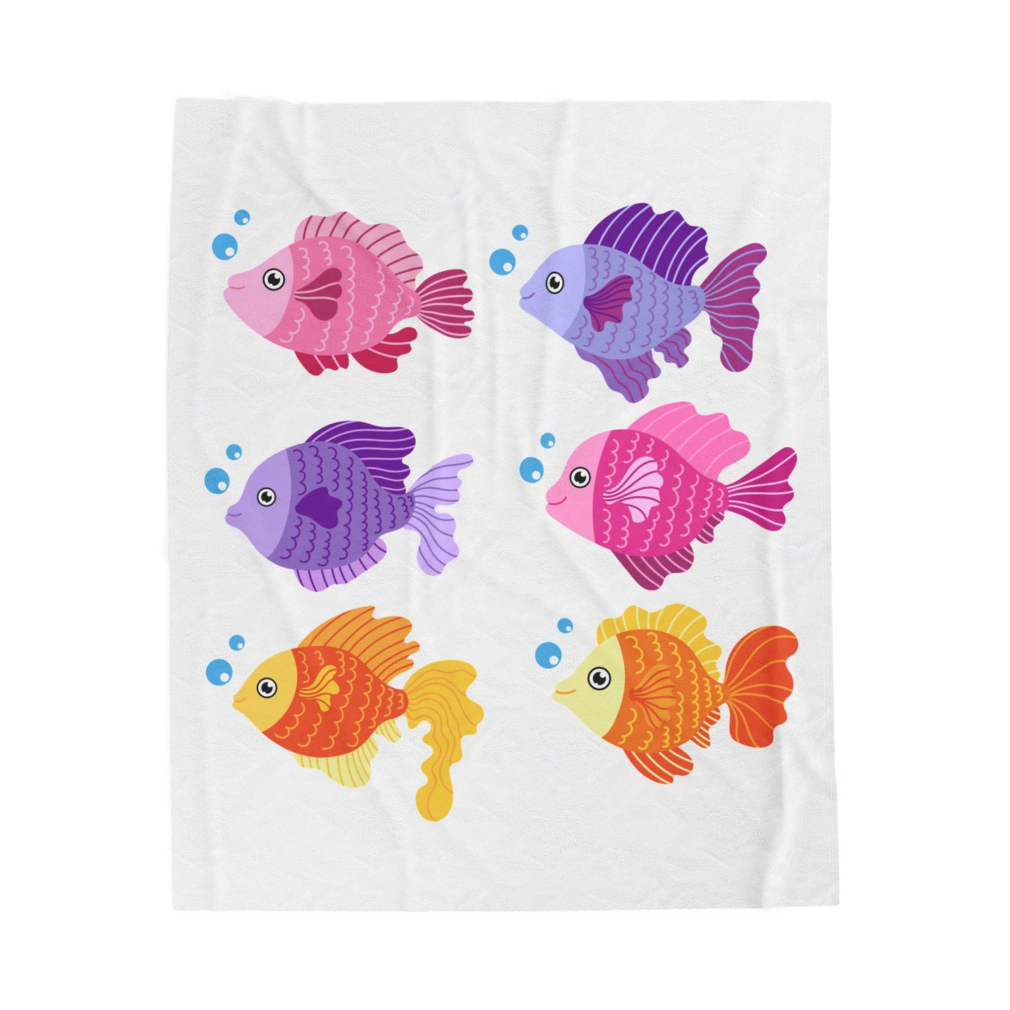 Six fish with cartoonish bubbles Velveteen Plush Blanket