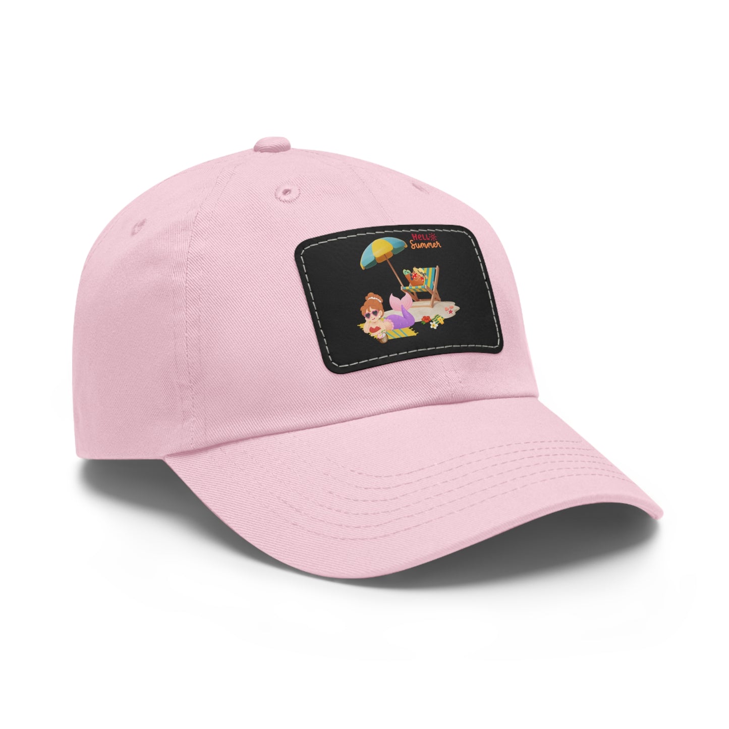 Mermaid lounging on a beach towel Dad Hat with Leather Patch (Rectangle)