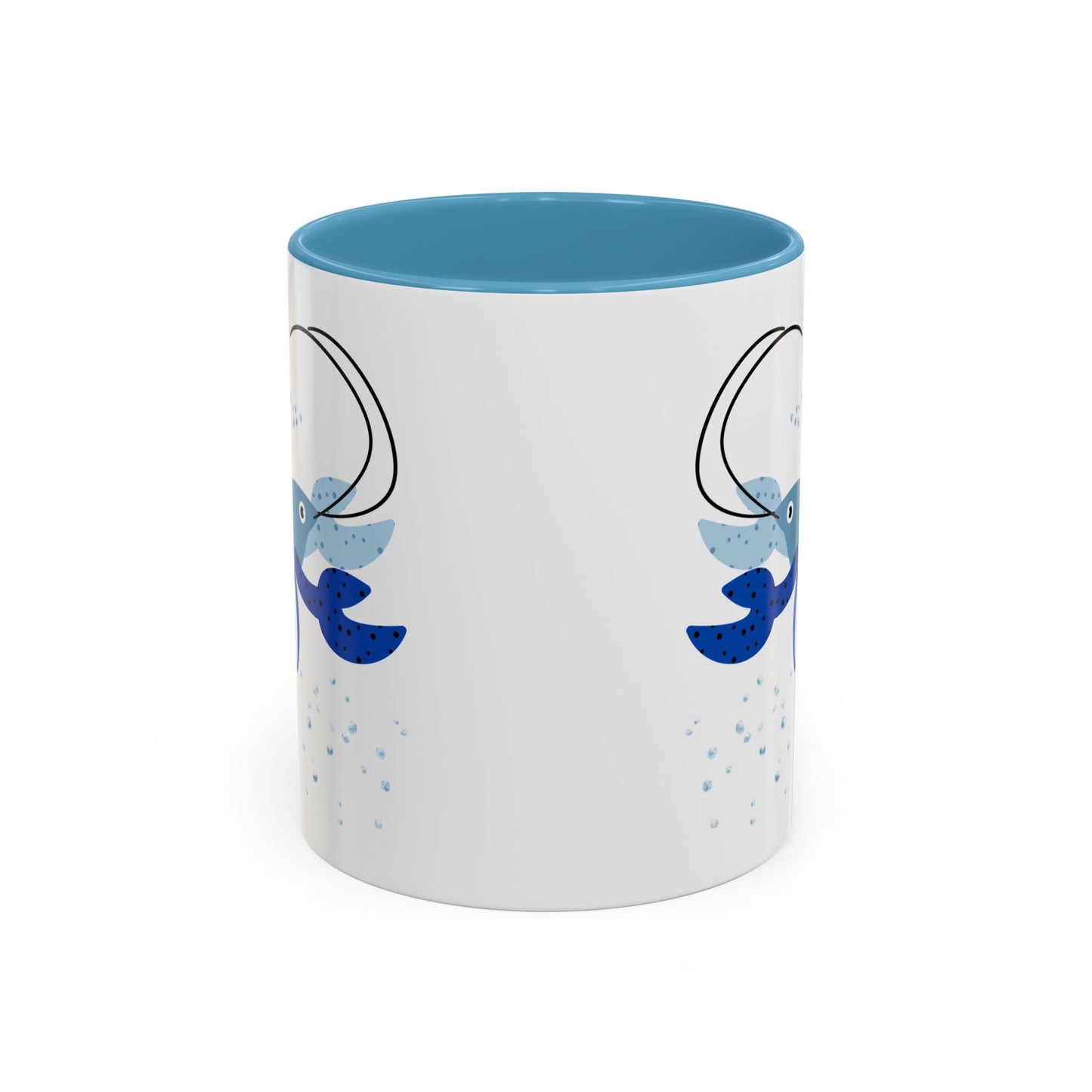 Blue shrimp with dark blue claws and bubbles Coffee Mug