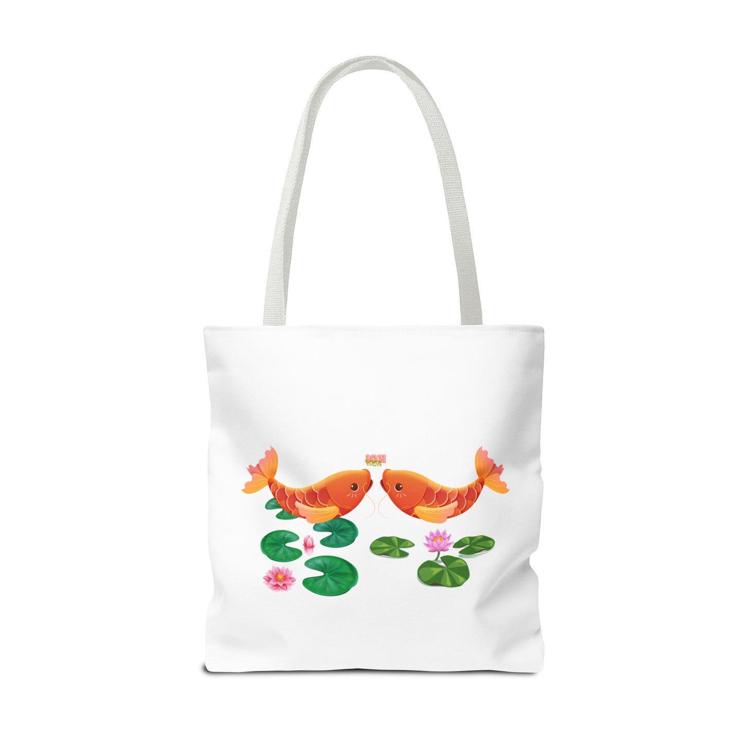 Golden koi fish with lotus flowers Tote Bag