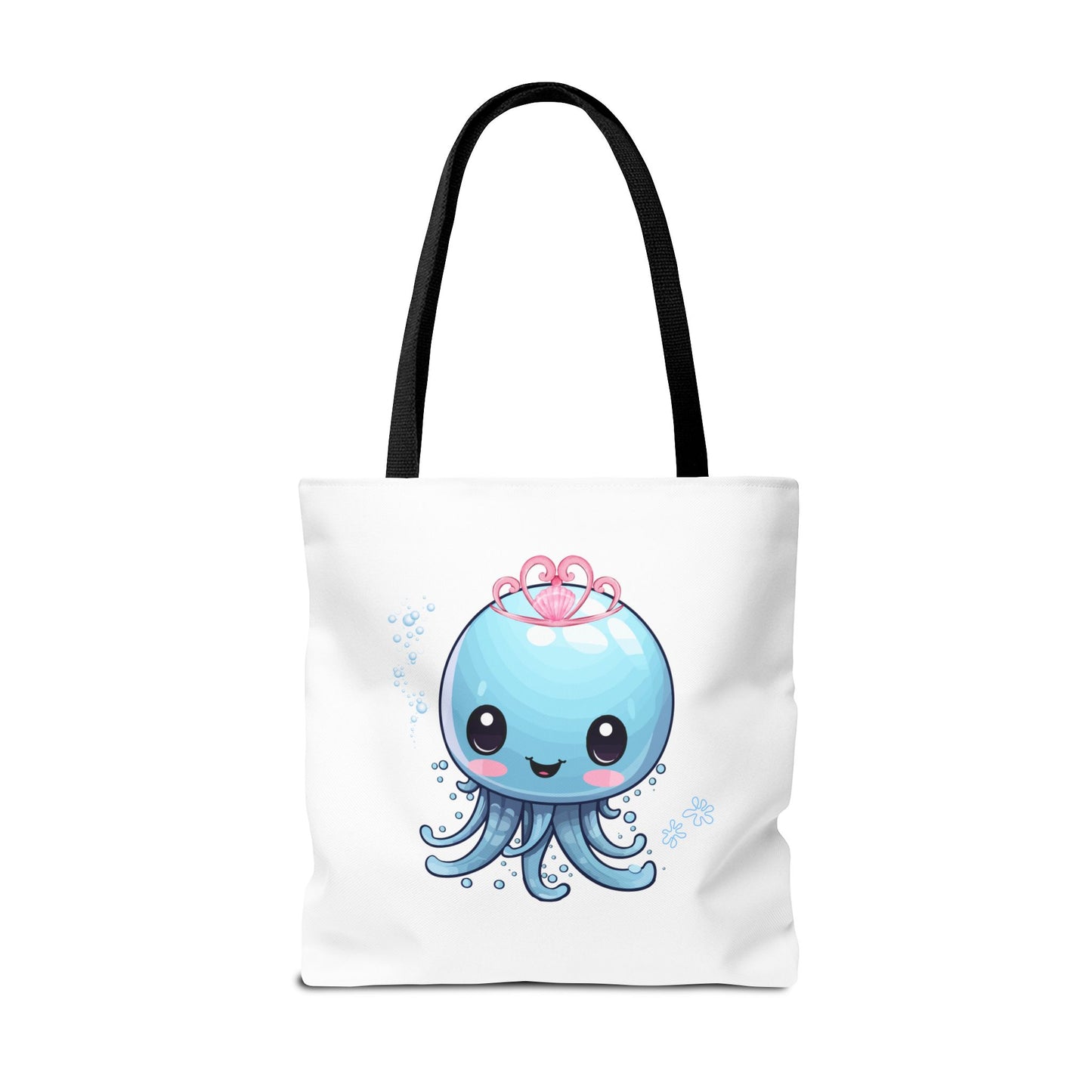 Blue jellyfish with a pink tiara Tote Bag