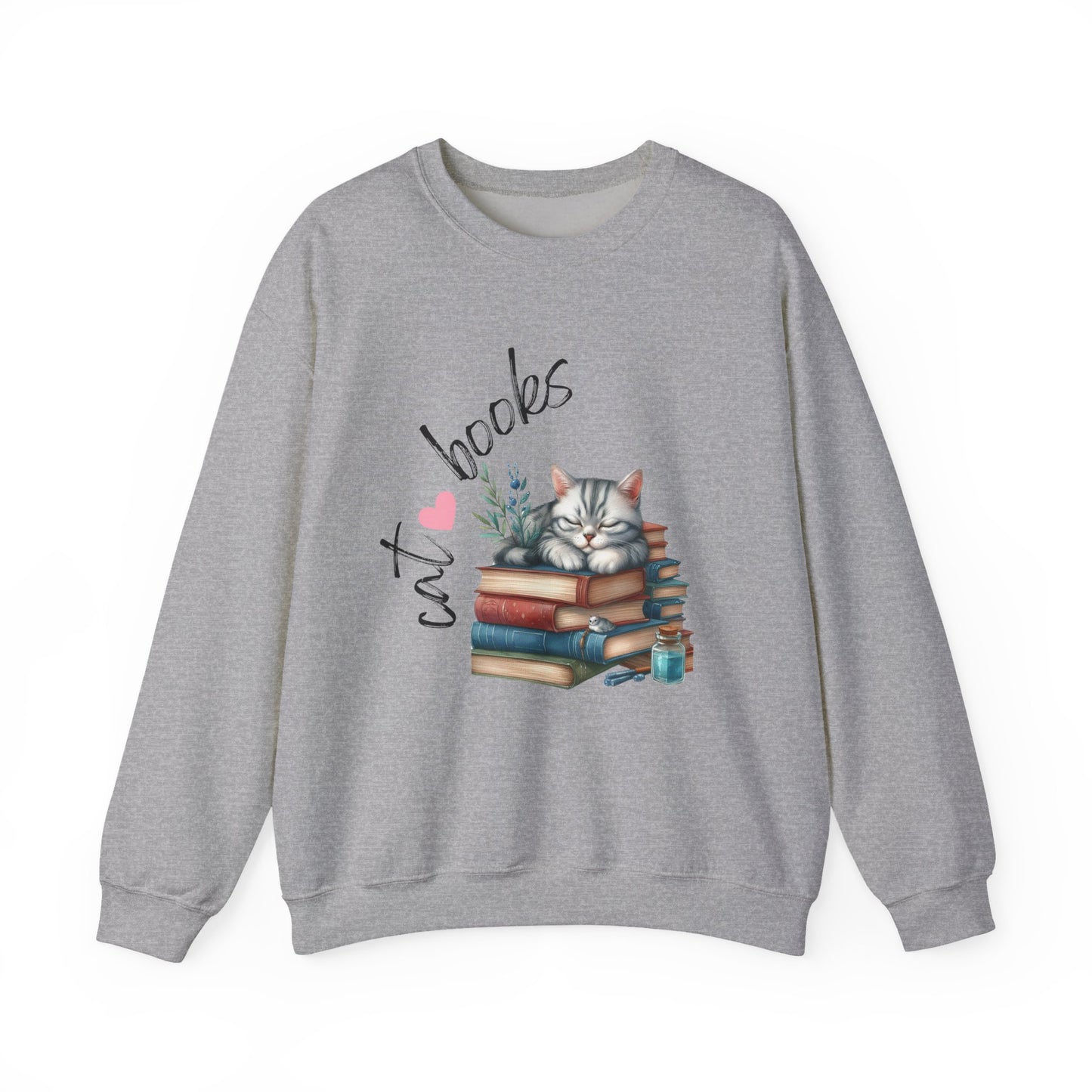 Cozy Cat Lover Crewneck Sweatshirt - Great for Book Lovers, Cat Enthusiasts, Gifts, Casual Wear, Cozy Nights