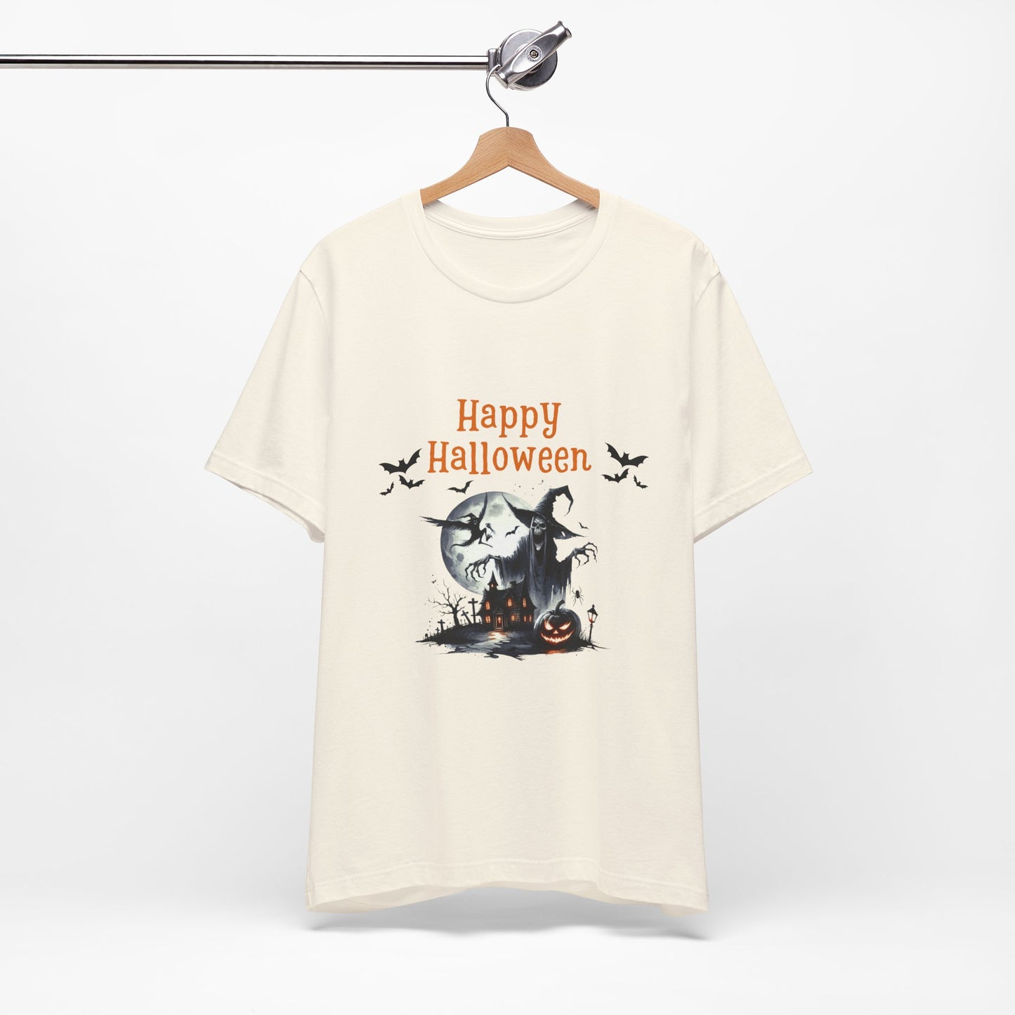Happy Halloween Unisex Tee, Spooky T-Shirt, Halloween Gift, Fall Wardrobe Essential, Ghosts and Ghouls Vibe