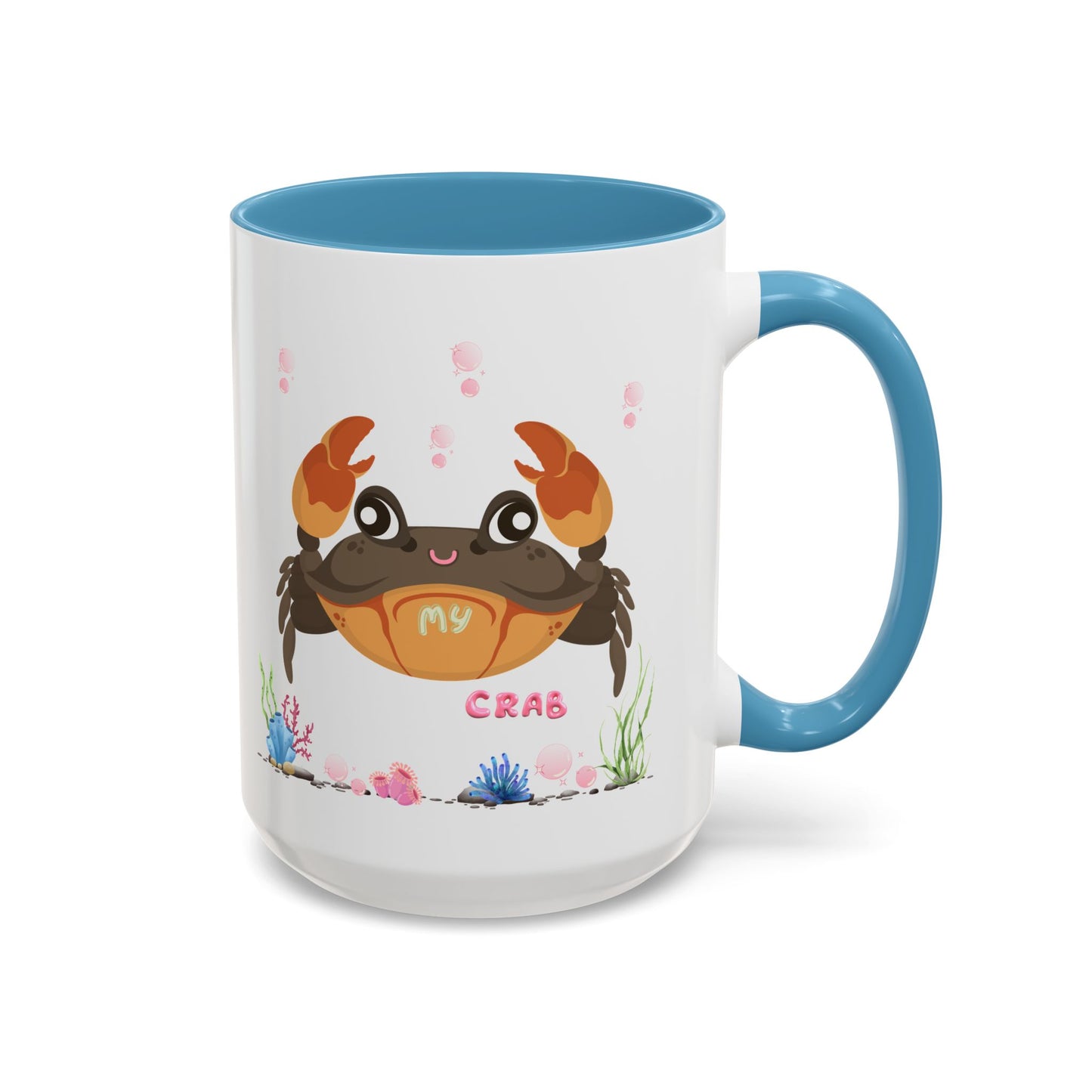 Crab with subtle bubbles and underwater flora Coffee Mug