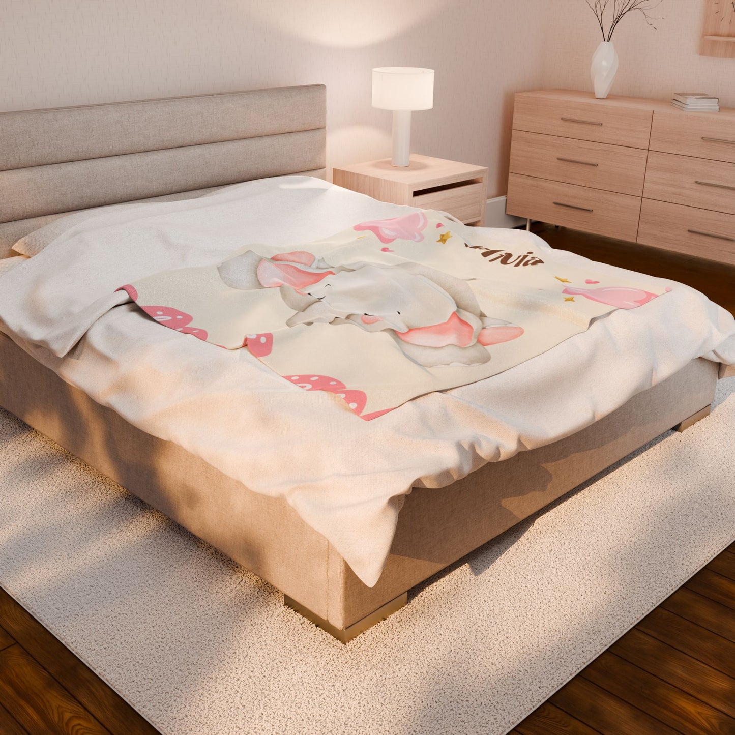 Personalized Baby Elephant Plush Blanket, Soft Nursery Throw, Gift for Newborn, Baby Shower, Child's Room Decor, Cozy Bedding