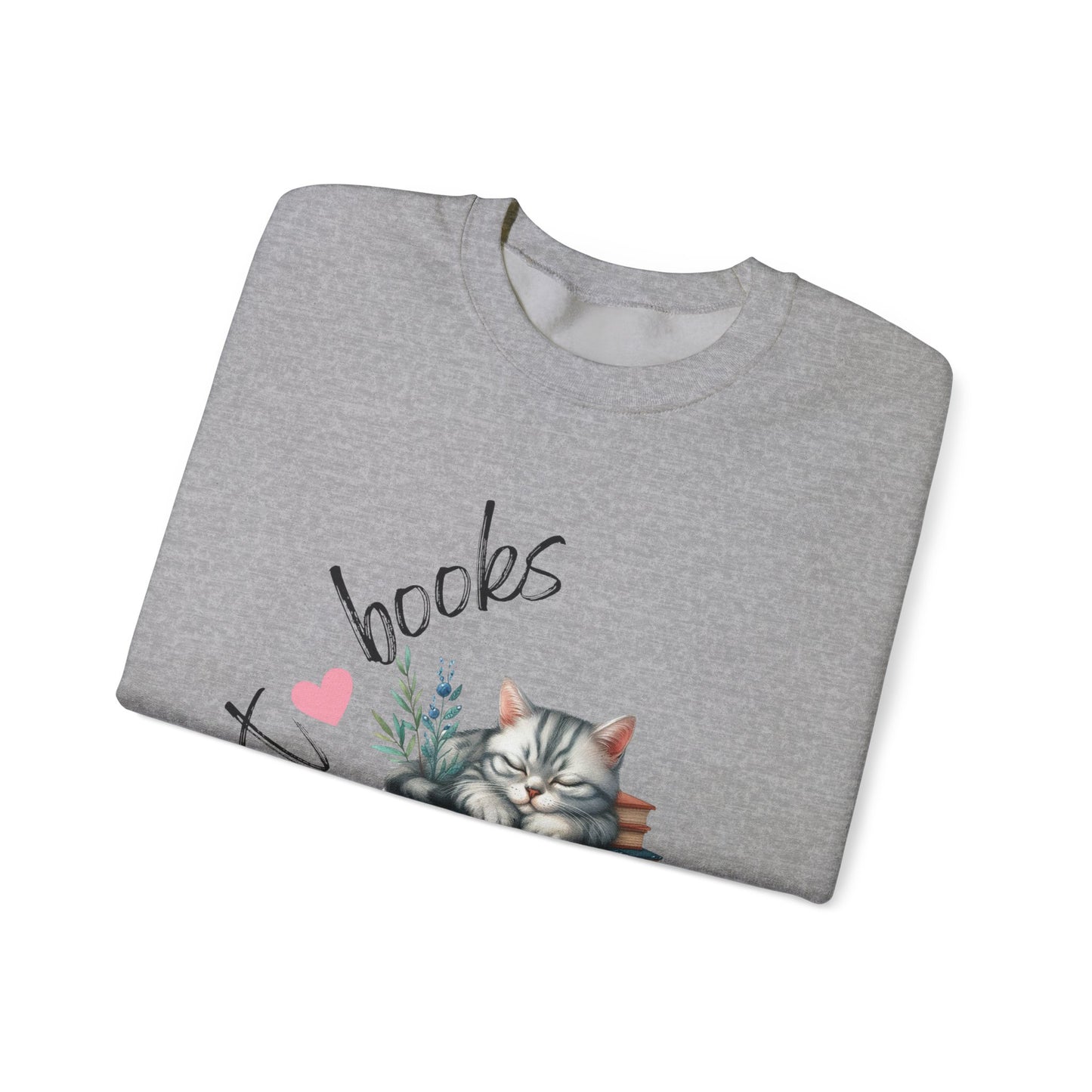 Cozy Cat Lover Crewneck Sweatshirt - Great for Book Lovers, Cat Enthusiasts, Gifts, Casual Wear, Cozy Nights