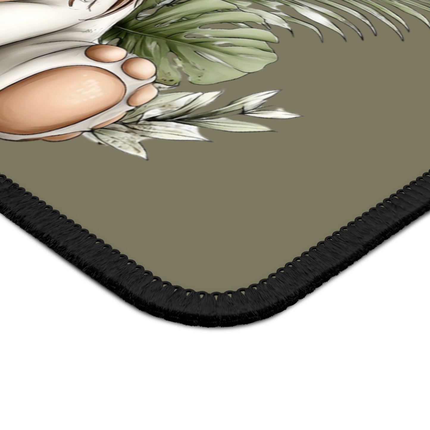 Cute Floral Cow Gaming Mouse Pad — Personalized Name Option