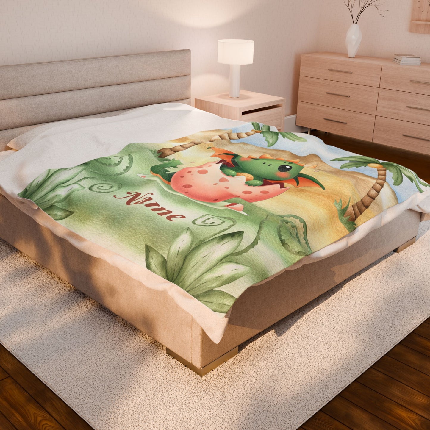 Custom Dragon Plush Blanket, Cozy Child's Blanket, Baby Shower Gift, Nursery Decor, Personalized Blanket, Soft Velveteen