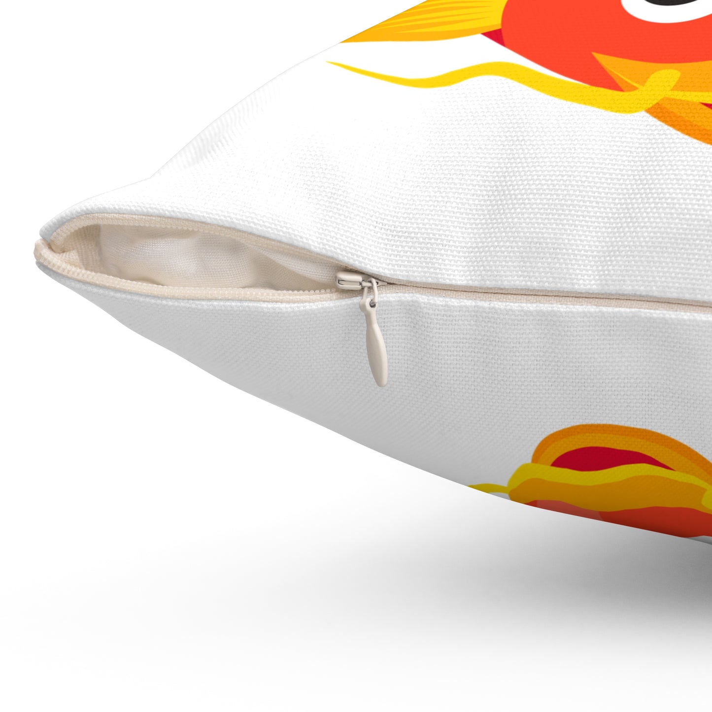 Goldfish with flowing fins and red blossoms Spun Polyester Square Pillow
