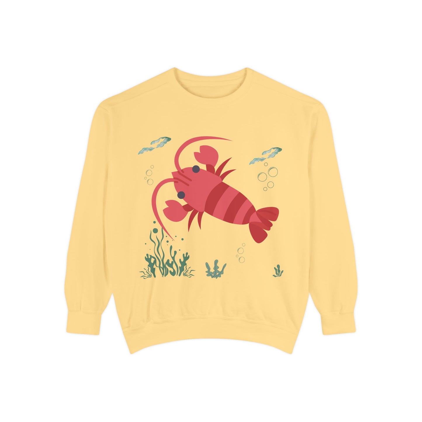 Red crayfish in an aquatic environment Unisex Garment-Dyed Sweatshirt