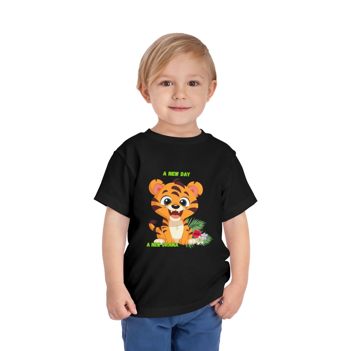 Adorable Toddler Tiger Tee, Cute Animal Tee for Kids, Birthday Gift, Playtime Shirt, Baby Shower Gift, A New Day A New Cheer
