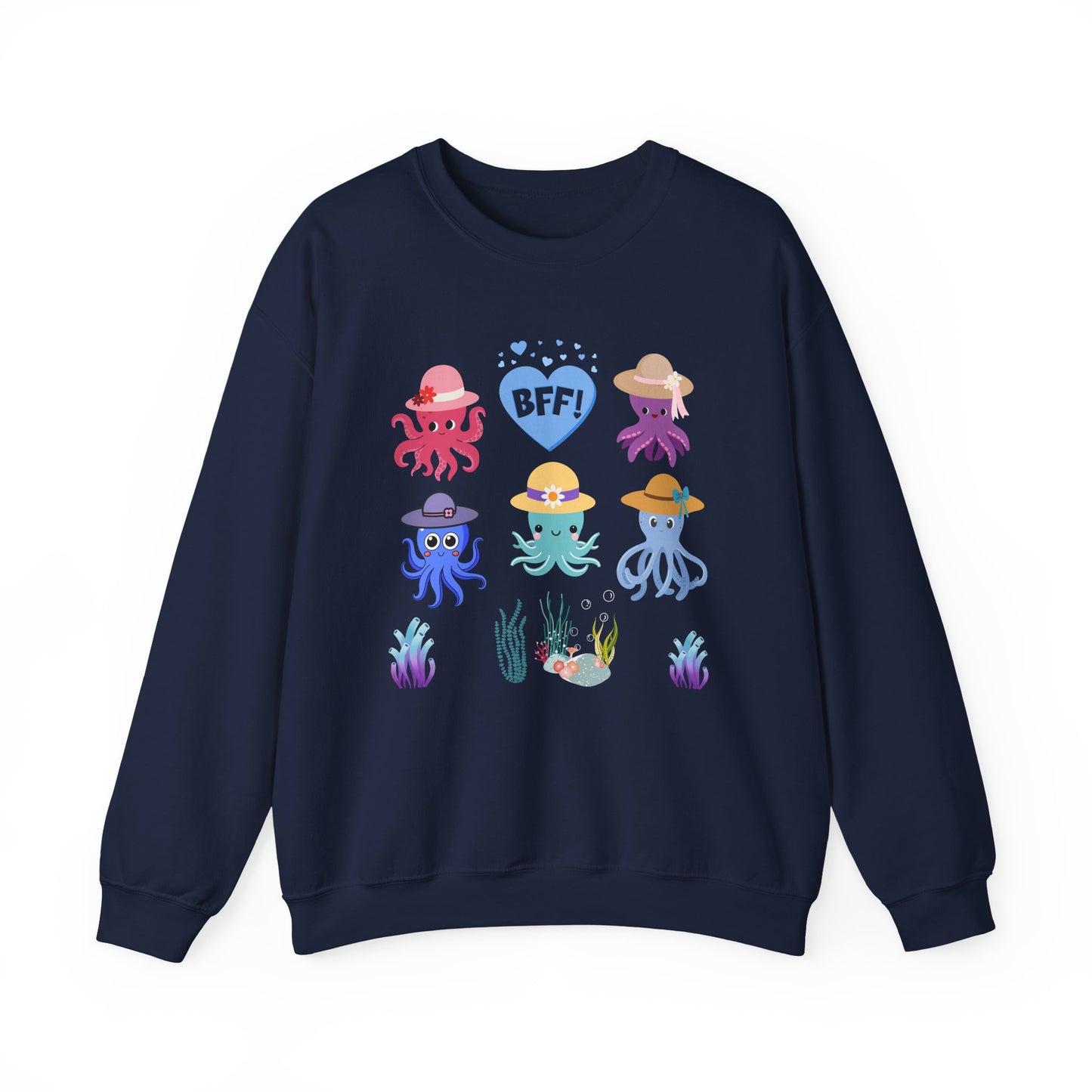 Cute Octopus BFF Sweatshirt, Gift for Friends, Ocean Lover Apparel, Matching Outfits, Cozy Crewneck for Celebrations