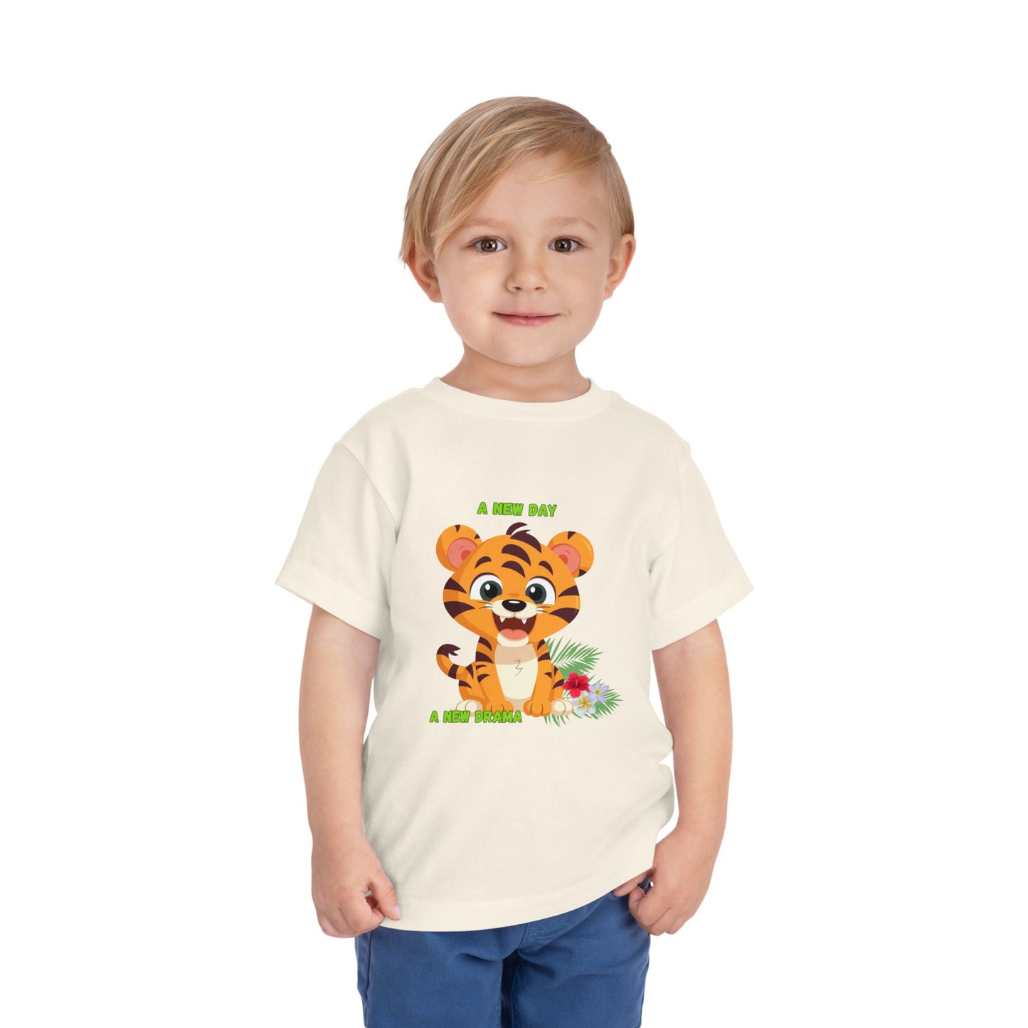 Adorable Toddler Tiger Tee, Cute Animal Tee for Kids, Birthday Gift, Playtime Shirt, Baby Shower Gift, A New Day A New Cheer