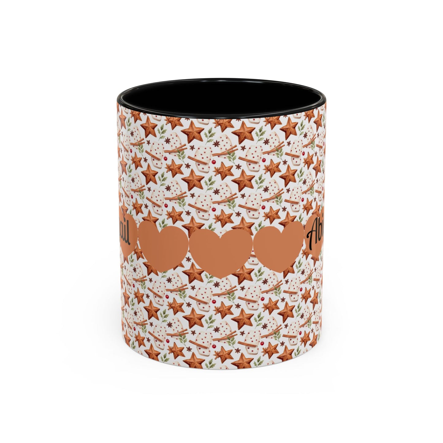 Personalized Accent Coffee Mug - Custom Gift, Floral Design, Heart Motif, Perfect for Birthdays, Anniversaries, Holidays
