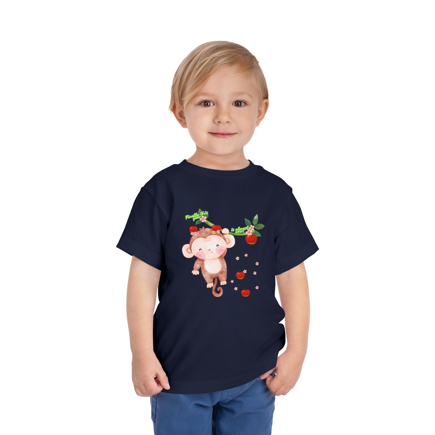 Cute Monkey Strawberry Toddler Tee, Adorable Kids Shirt, Baby Gift, Summer Outfit, Birthday Gift, Playtime Apparel